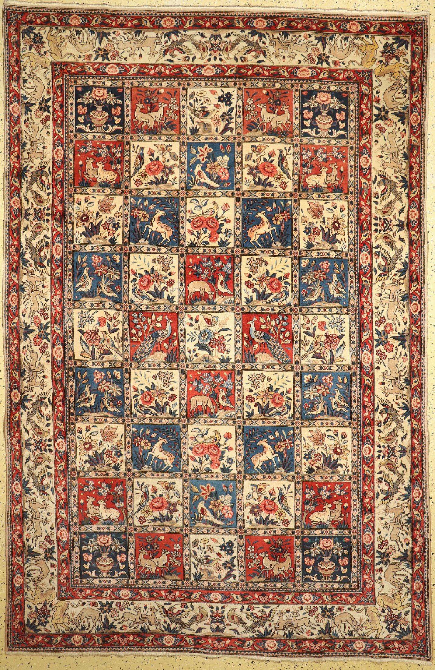 Bachtiar Kork fein, Persien, ca. 50 Jahre, Korkwolle auf Baumwolle, ca. 318 x 208 cm, EHZ: 1-2