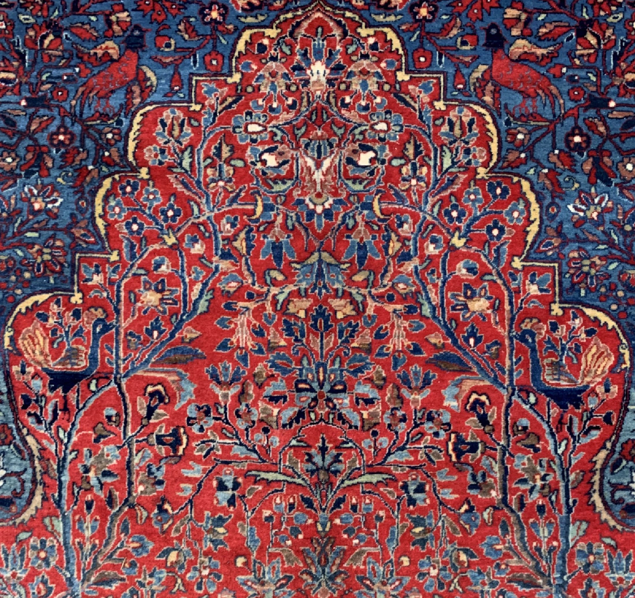 Detail c: Antiker Manchester Keschan, Persien, um 1900, Manchester Korkwolle, ca. 204 x 133 cm, EHZ: 1-2, eine Seite Fransen erneuert, restauriert.