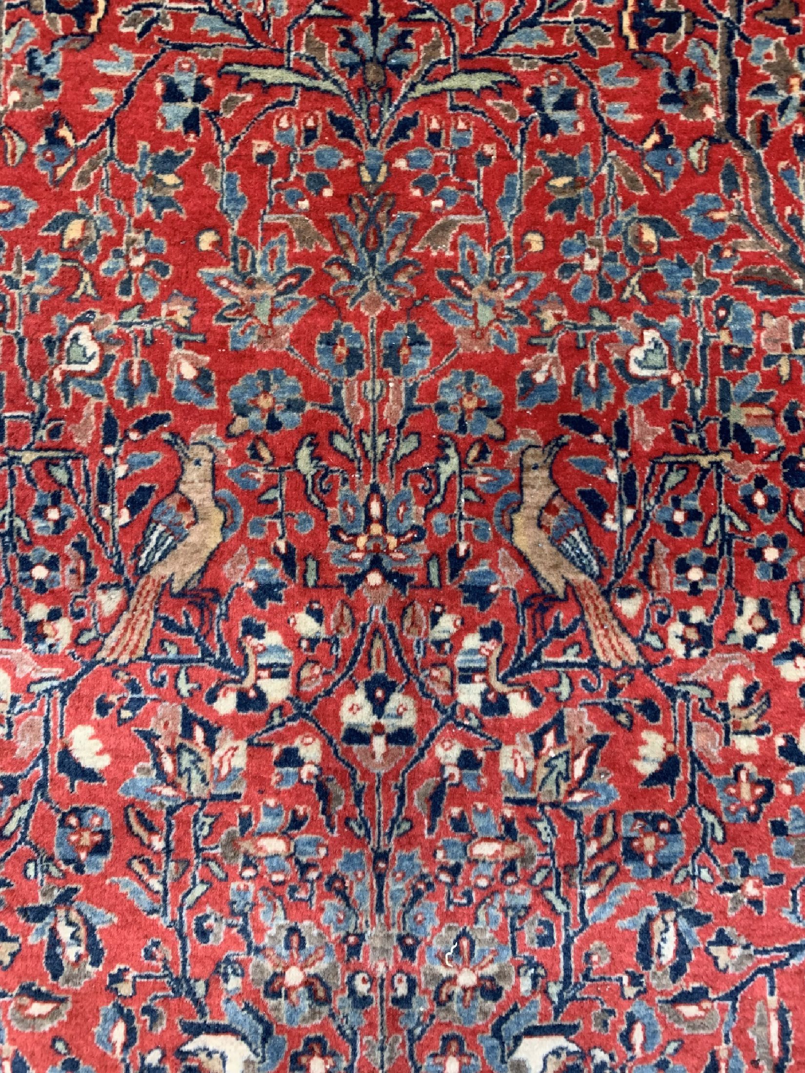 Detail d: Antiker Manchester Keschan, Persien, um 1900, Manchester Korkwolle, ca. 204 x 133 cm, EHZ: 1-2, eine Seite Fransen erneuert, restauriert.