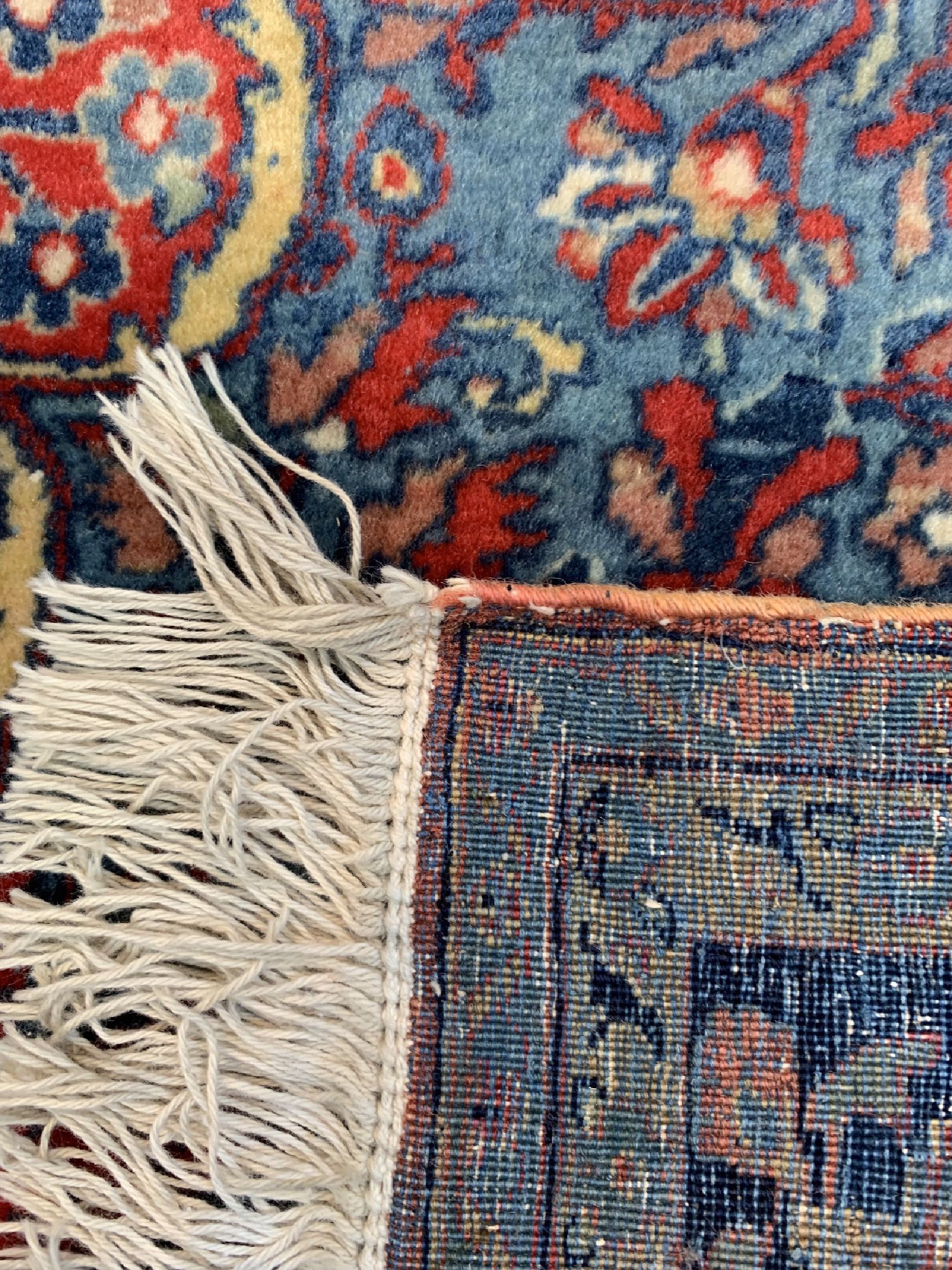 Detail f: Antiker Manchester Keschan, Persien, um 1900, Manchester Korkwolle, ca. 204 x 133 cm, EHZ: 1-2, eine Seite Fransen erneuert, restauriert.