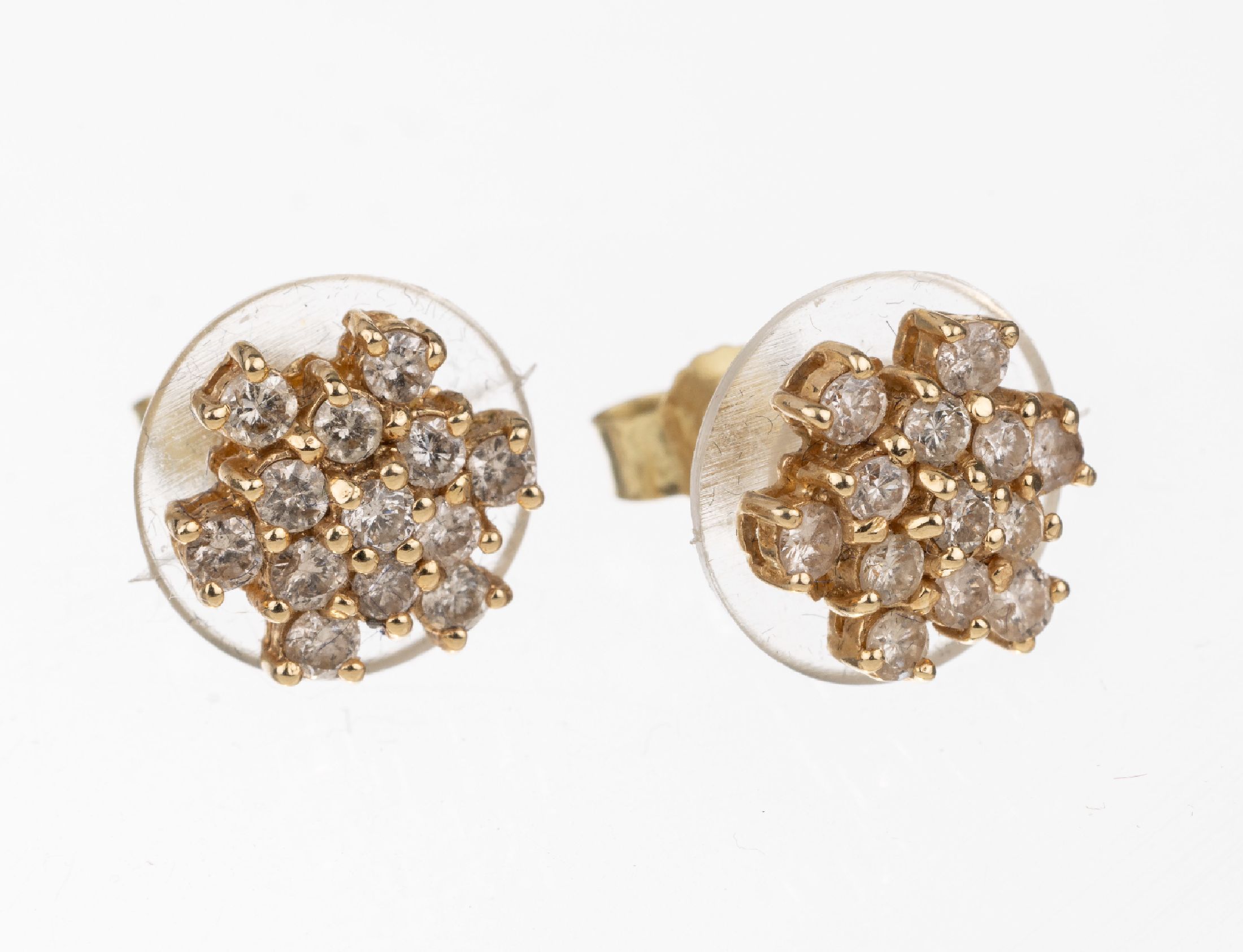 Paar 14 kt Gold Brillant-Ohrstecker, GG 585/000, Brillanten zus. ca. 0.75 ct Weiß/si, ca. 2.1 g