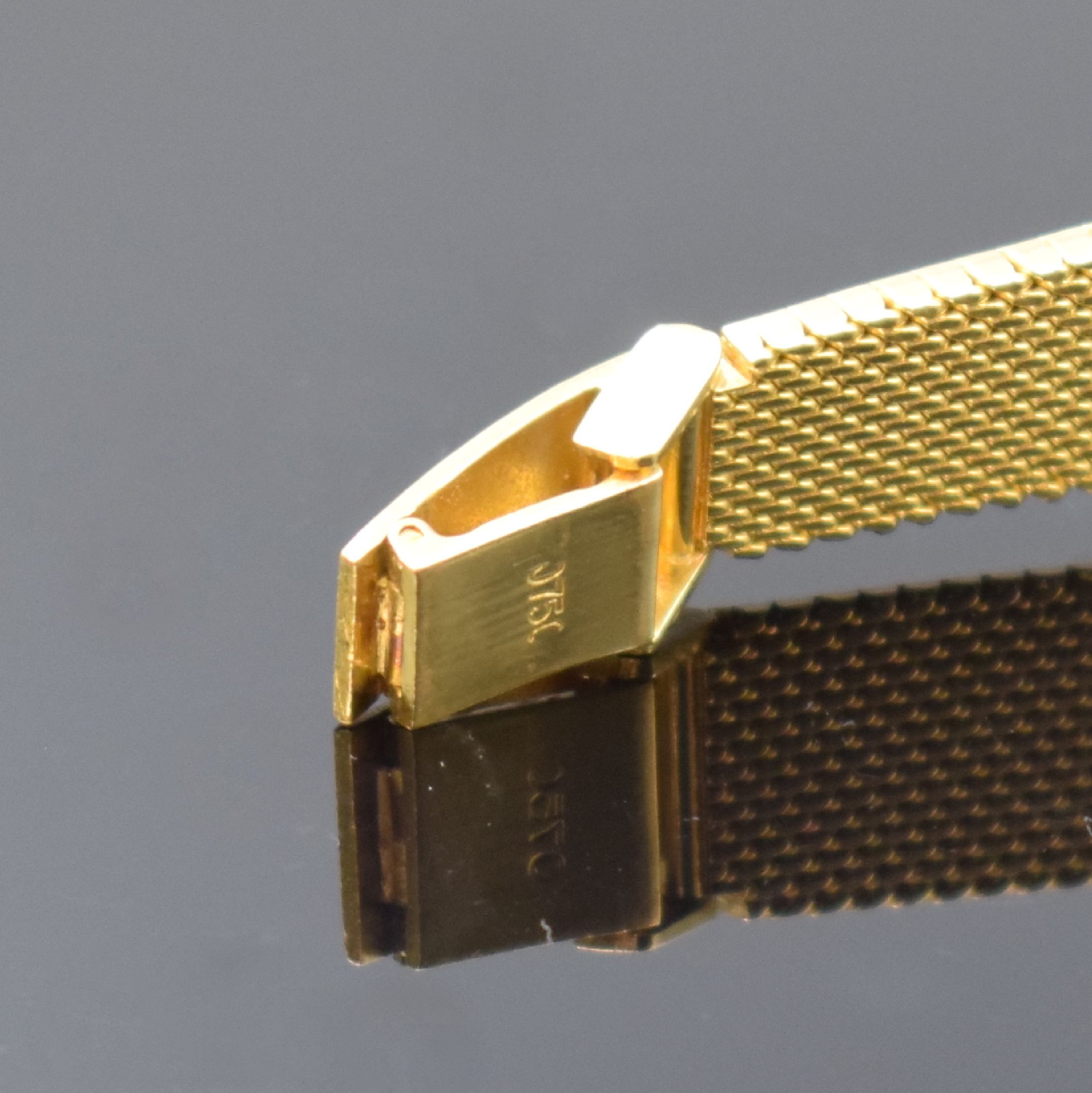 Detail c: LONGINES Damenarmbanduhr in GG 750/000, Schweiz um 1967, Handaufzug, 2-teil. Geh., Boden aufgedr., Milanaiseband, gold. Zifferbl. altersbed. fl., ...