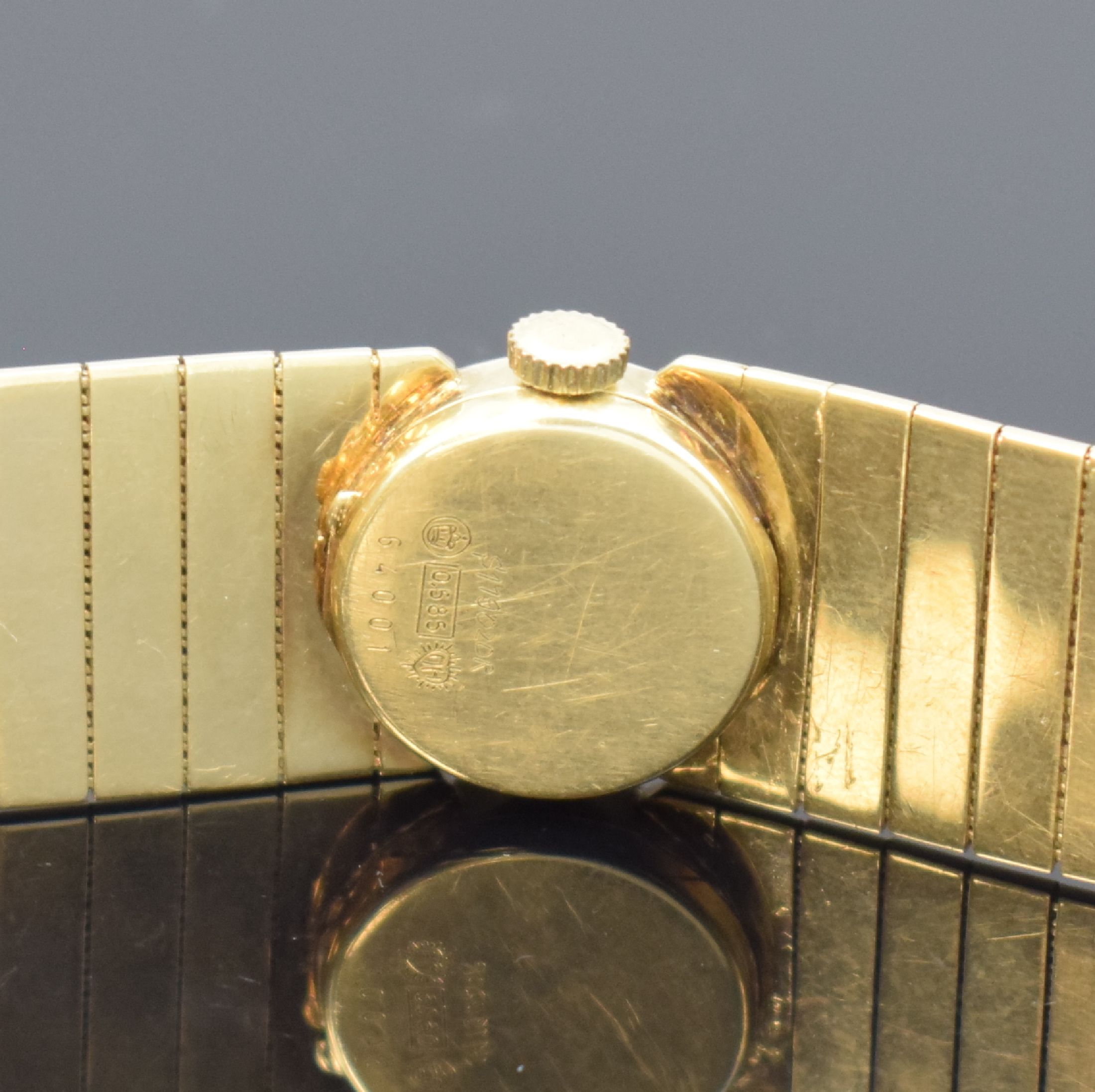 Detail d: LONGINES / RECORD Damenarmbanduhr in GG 585/000, Schweiz um 1965, Handaufzug, neutr. Geh., Boden aufgedr., neutr. Band in GG 585/000, Schließe m. ...
