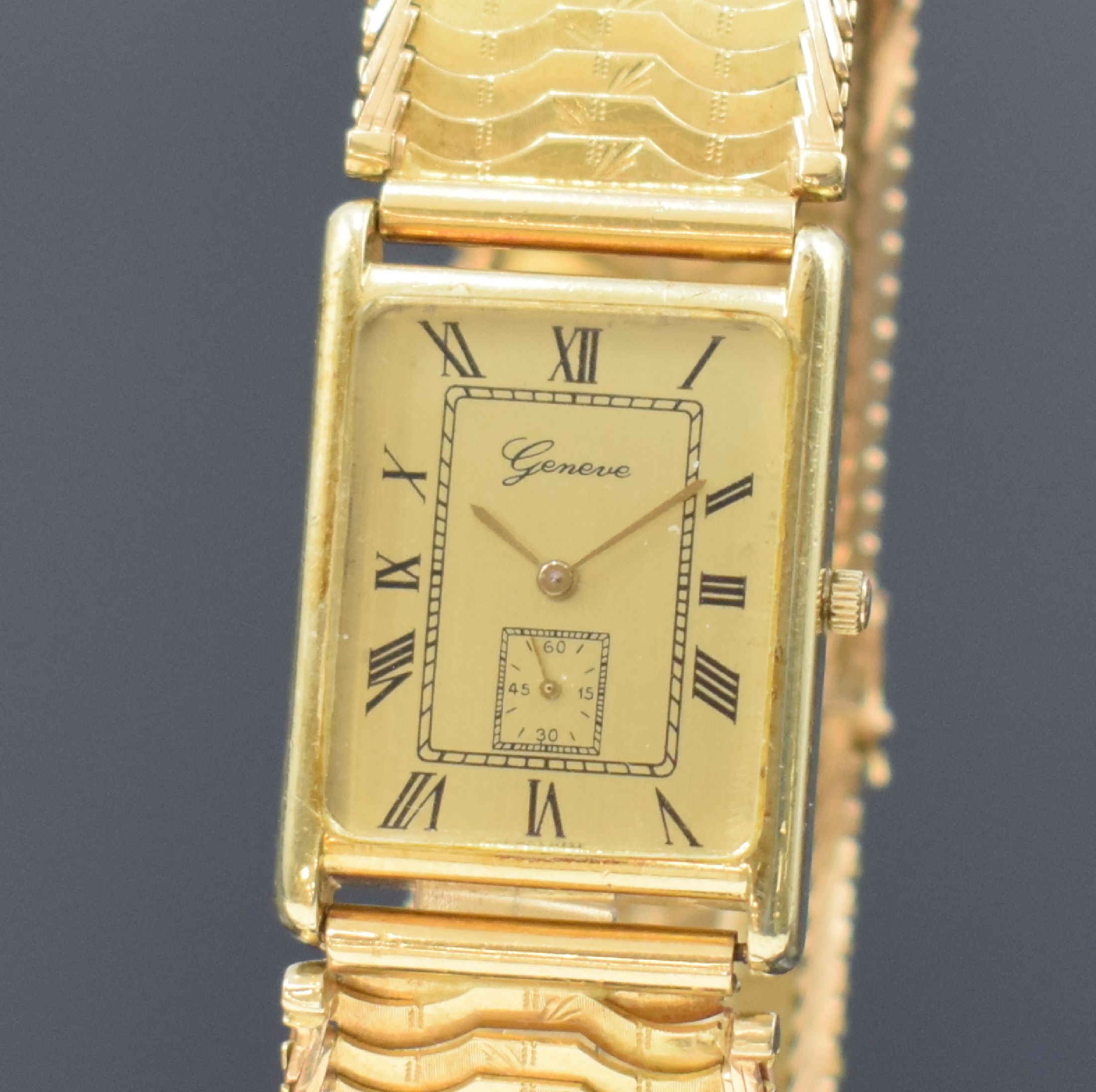Detail a: GENEVE Armbanduhr in GG 585/000 an RG 750/000 Band, Schweiz um 1990, quarz, 2-teil. Gehäuse, Boden aufgedr., gold. Zifferbl. m. röm. Zahlen, gold. ...