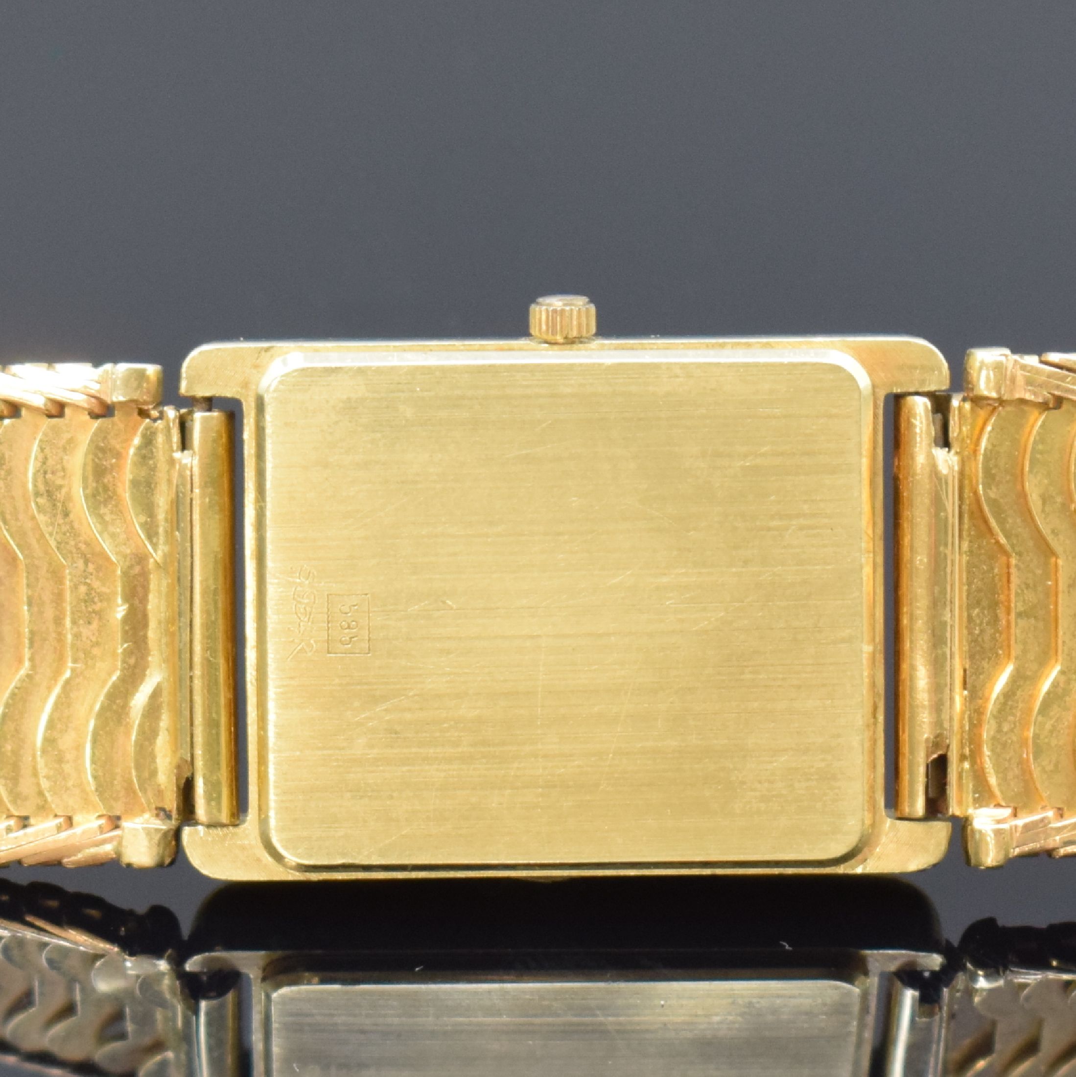 Detail d: GENEVE Armbanduhr in GG 585/000 an RG 750/000 Band, Schweiz um 1990, quarz, 2-teil. Gehäuse, Boden aufgedr., gold. Zifferbl. m. röm. Zahlen, gold. ...