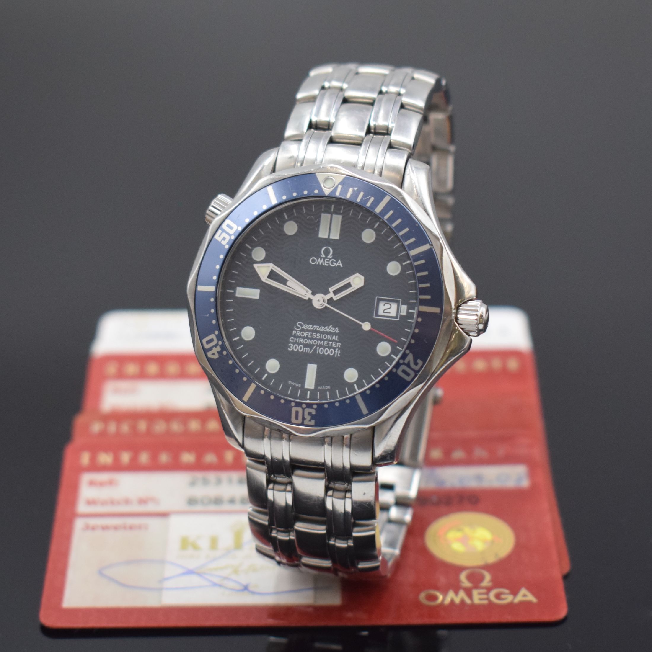 OMEGA Seamaster Professional Chronometer Herrensportuhr in Stahl/Stahlband, Schweiz lt. orig. Papier verk. 2008, Automatik, verschr. Geh. Ref. ...