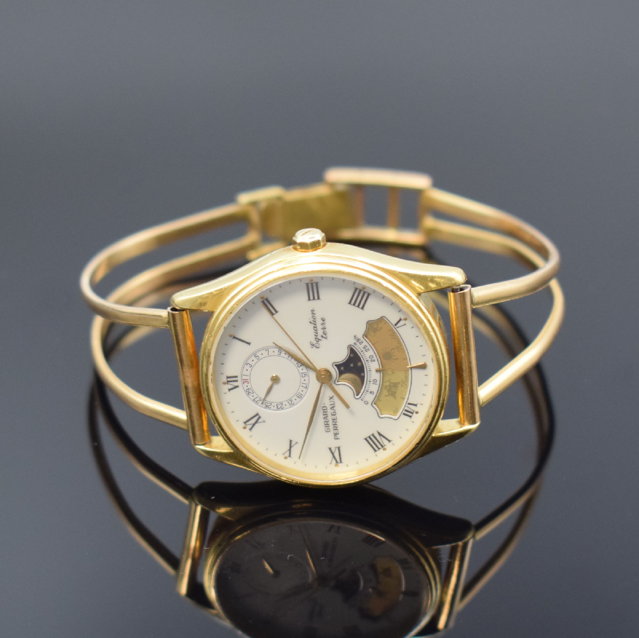 GIRARD PERREGAUX Equation Armbanduhr in GG 750/000, Schweiz um 1985, quarz, Ref. 4842 OJ, 2-teil. Gehäuse, vergl. Boden aufgedr., neutr. ...