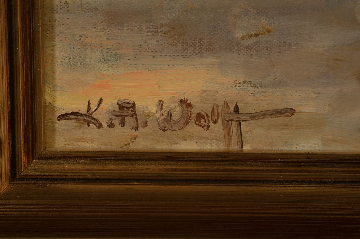 Detail a: Karl August Wolff, geb. 1938 Ludwigshafen am Rhein, 2 Blumenstillleben, Öl/Lwd, beide sign., Flieder in Kupfervase, ca. 50x40cm, R. ca. 61x51cm; ...
