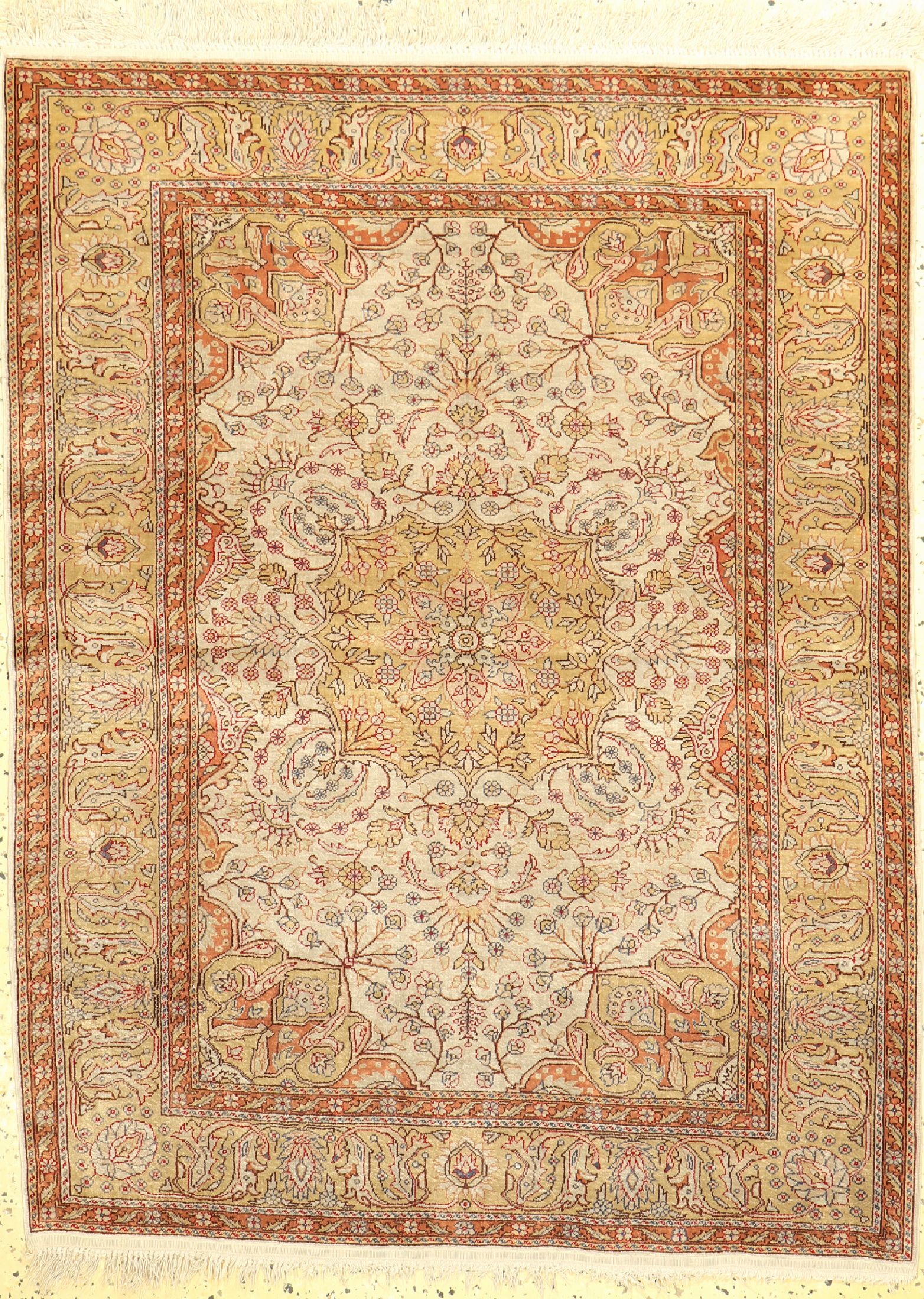 Kayseri Seide alt, Türkei, um 1960, reine Naturseide, ca. 135 x 106 cm, EHZ: 1-2
