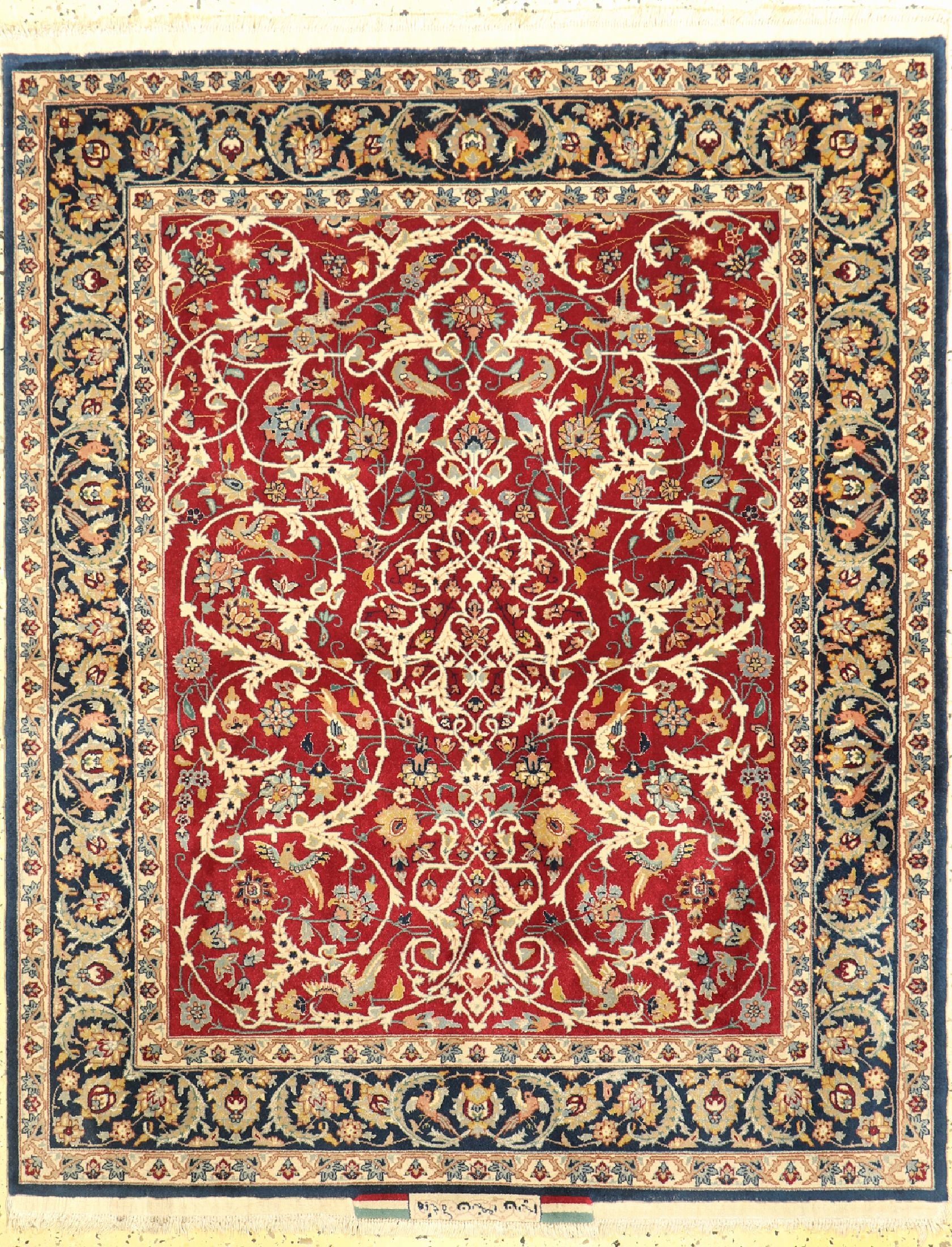 Esfahan fein, China, ca. 50 Jahre, Korkwolle mit und auf Seide, ca. 160 x 126 cm,EHZ: 1-2