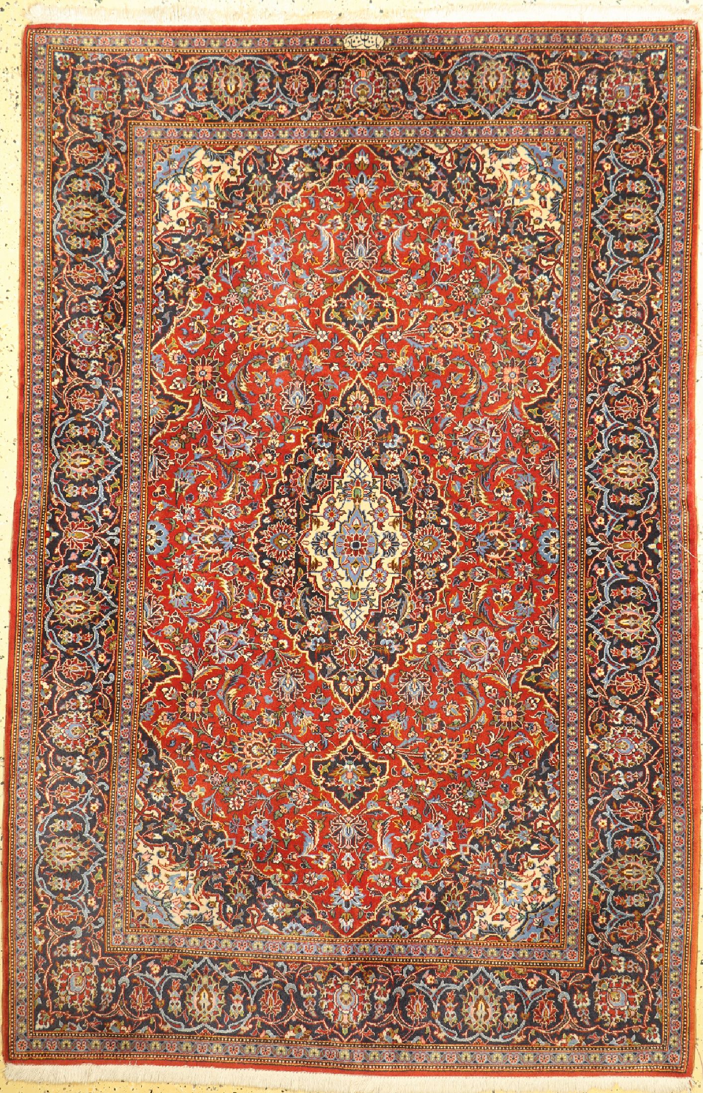 Keschan Kork fein Persien, signiert(Shadsar), ca. 40 Jahre, Korkwolle aufBaumwolle, ca. 216 x 142 cm, EHZ: 1-2
