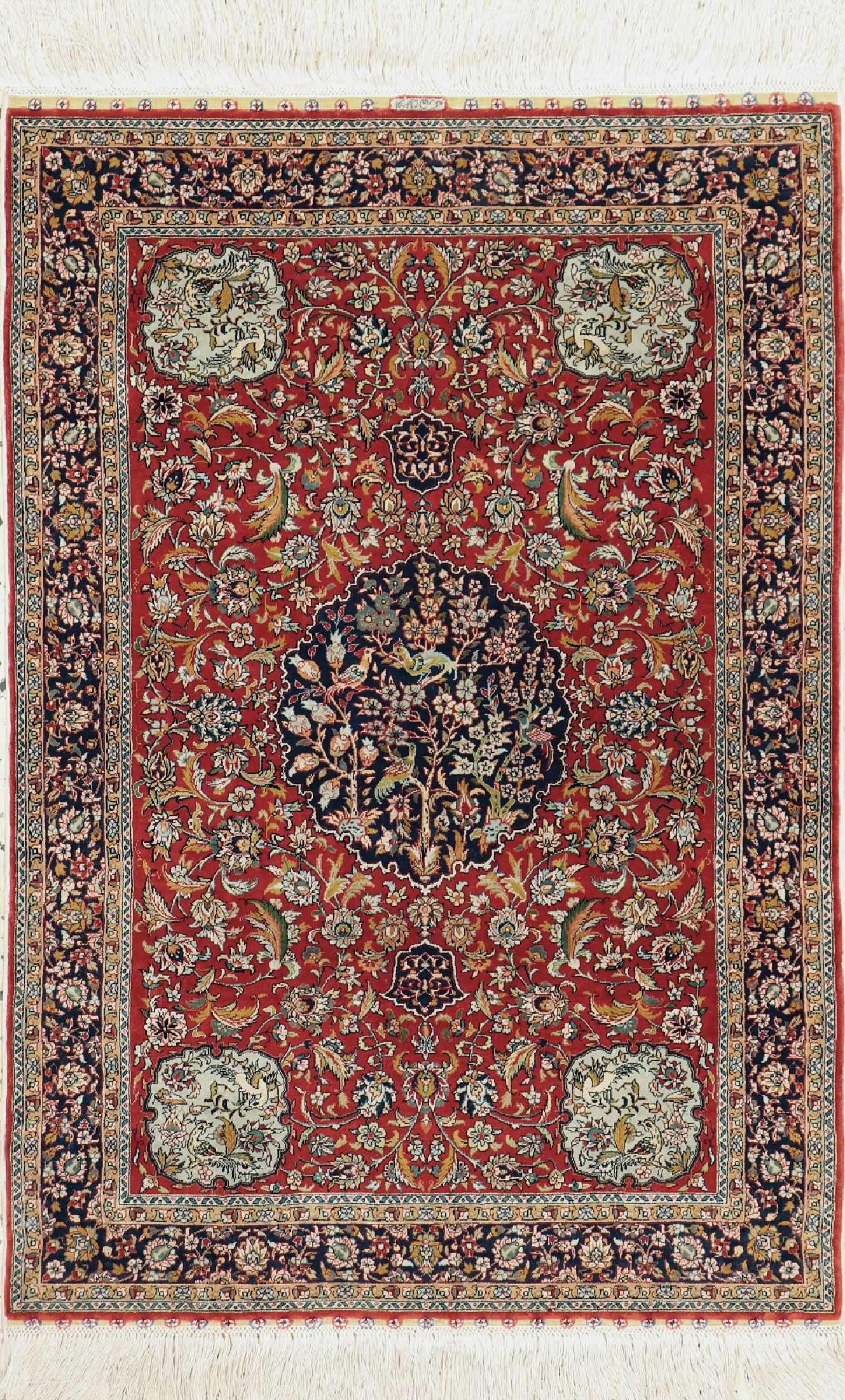 Hereke Seide sehr fein, China, ca. 50 Jahre, reine Naturseide, ca. 93 x 63 cm, ca. 1,7 Mio. Kn/qm, EHZ: 1
