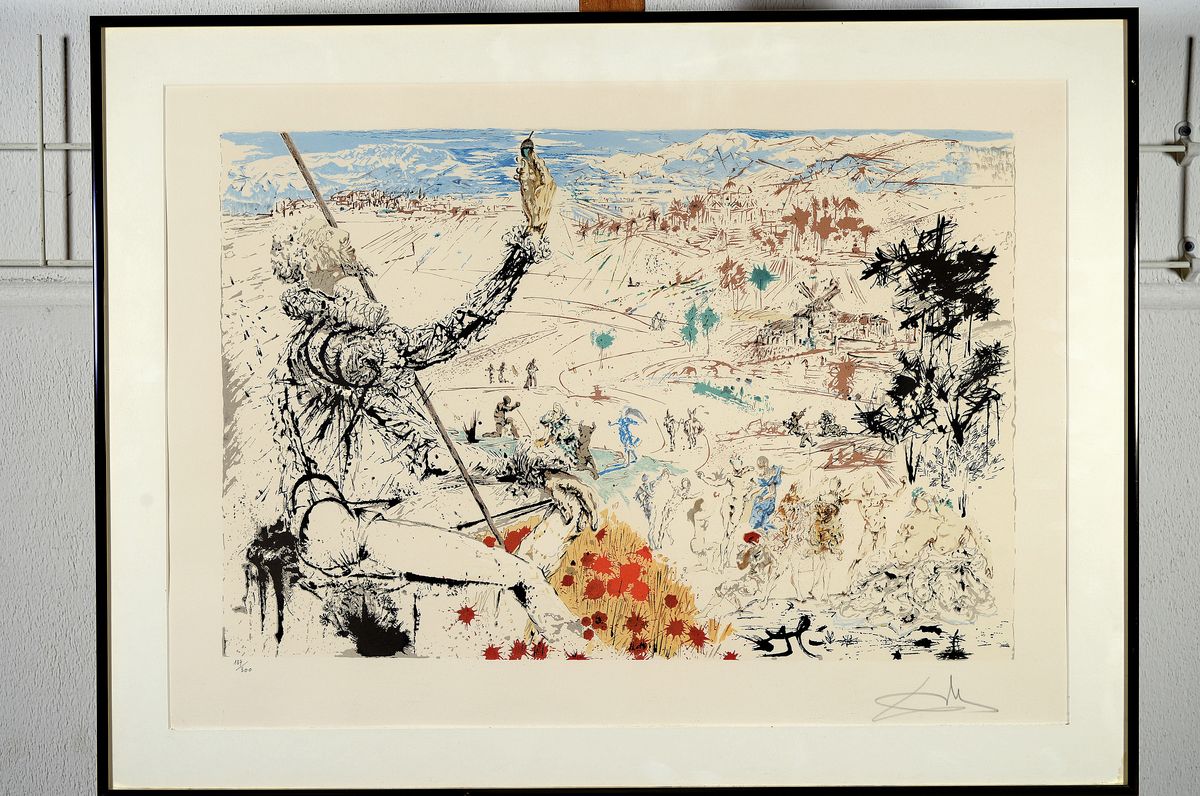 Detail k: ENTFÄLLT!!!!! ALS FÄLSCHUNG RAUSGESTELLT Salvador Dali, 1904-1989, Farblithographie "Das Goldene Zeitalter" aus Don Quichotte de la ...