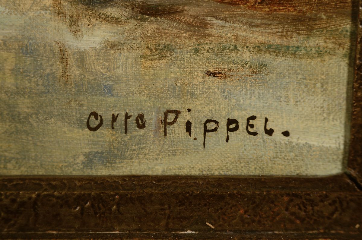 Detail a: Otto Pippel, 1878 Lodz - 1960 Planegg, Studium in Straßburg, Akademie Karlsruhe und Dresden, hier: atmosphärische Venedig-Szenerie, Blick von San ...