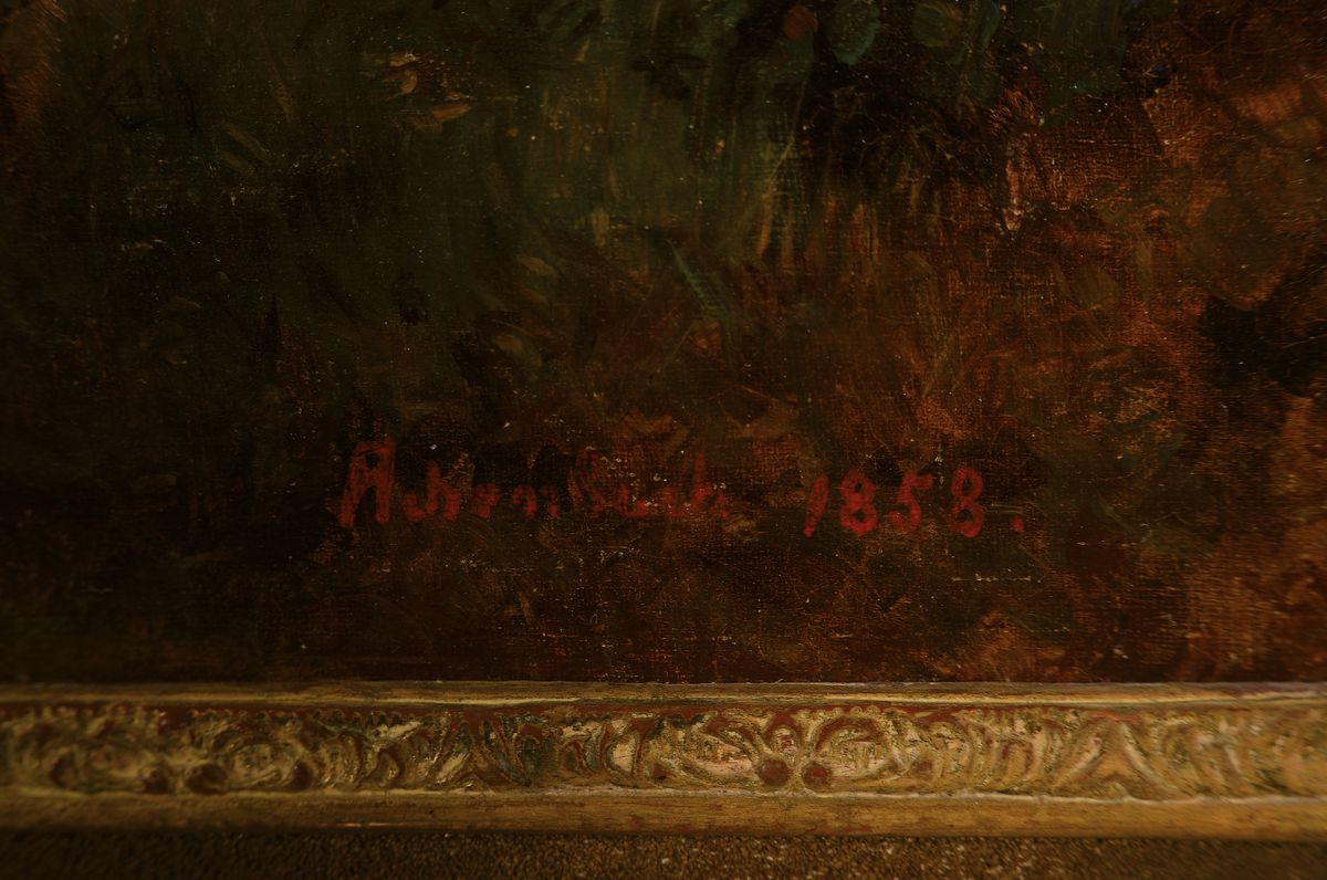 Detail a: Oswald Achenbach, 1827 - 1905 Düsseldorf, Prof. der Landschaftsklasse an der KA Düsseldorf, italienische Landschaft, wohl beeinflusst durch die ...