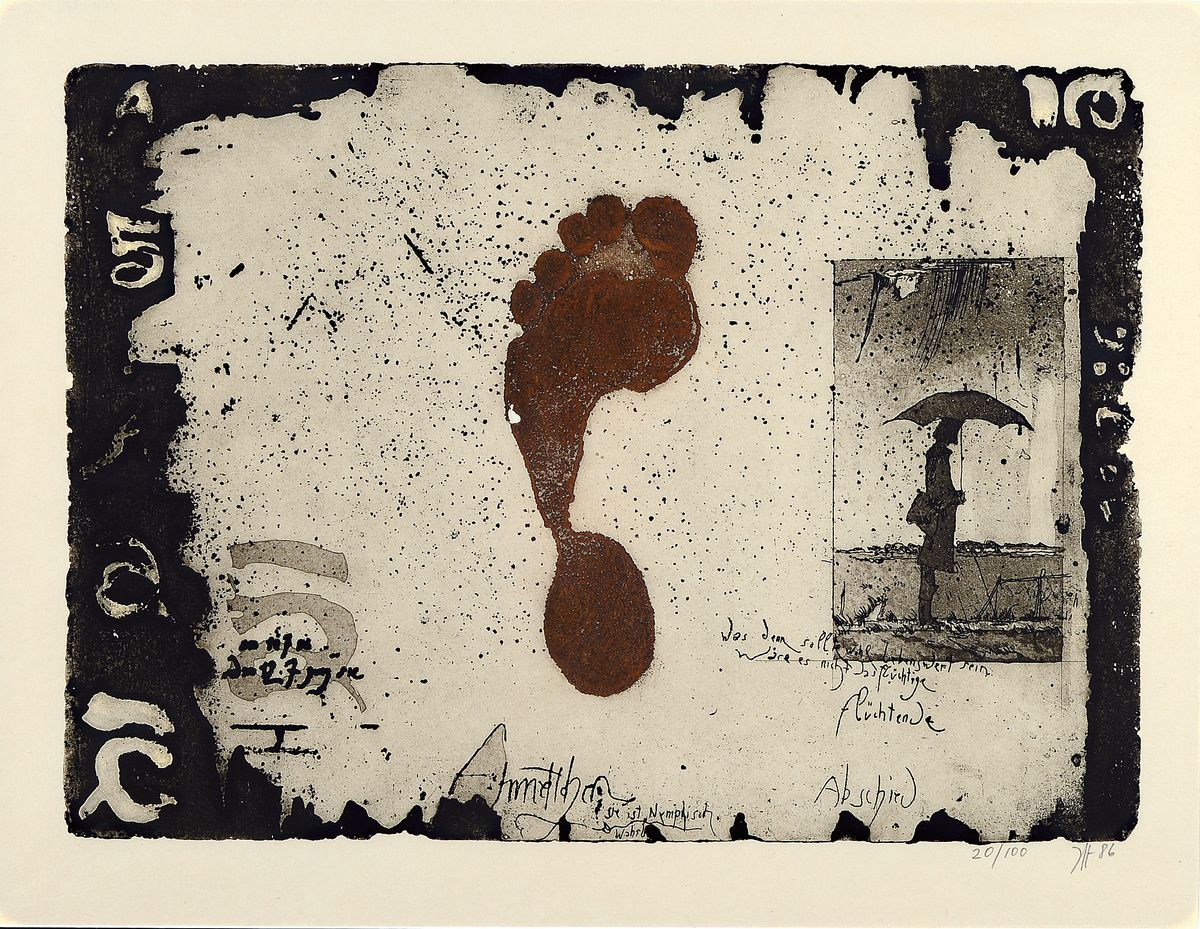 Horst Janssen, 1929-1995 Hamburg, Farbradierung auf chamois farbenem Bütten, "Annettchen - Abschied" (1986), handsigniert und nummeriert, ...