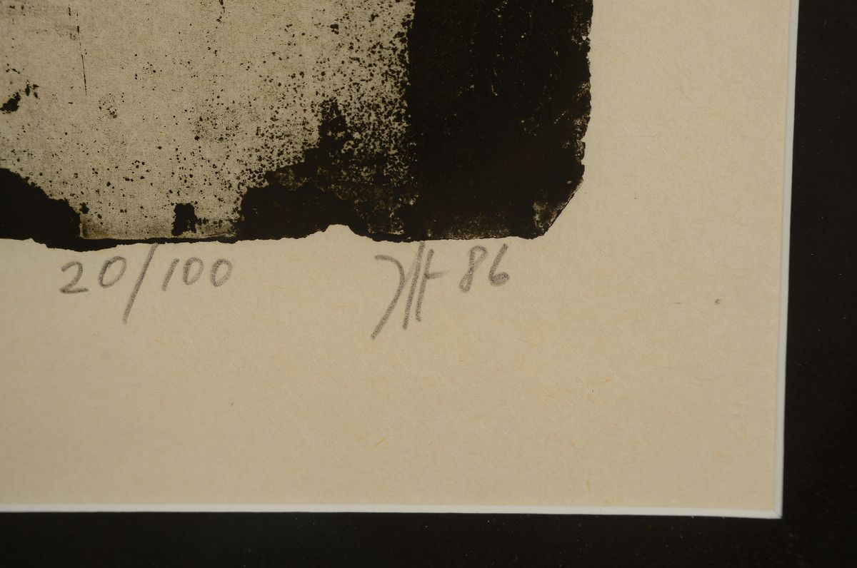 Detail a: Horst Janssen, 1929-1995 Hamburg, Farbradierung auf chamois farbenem Bütten, "Annettchen - Abschied" (1986), handsigniert und nummeriert, ...