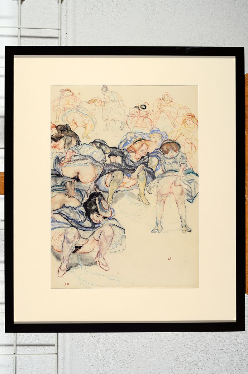 Detail k: Leo Putz, 1869-1940, monogrammiertes Pastell auf Papier, Nr. XII aus einer Folge von 14 Erotik Pastellen, um 1924, handmonogrammiert, ca. 49x33,5 cm, ...