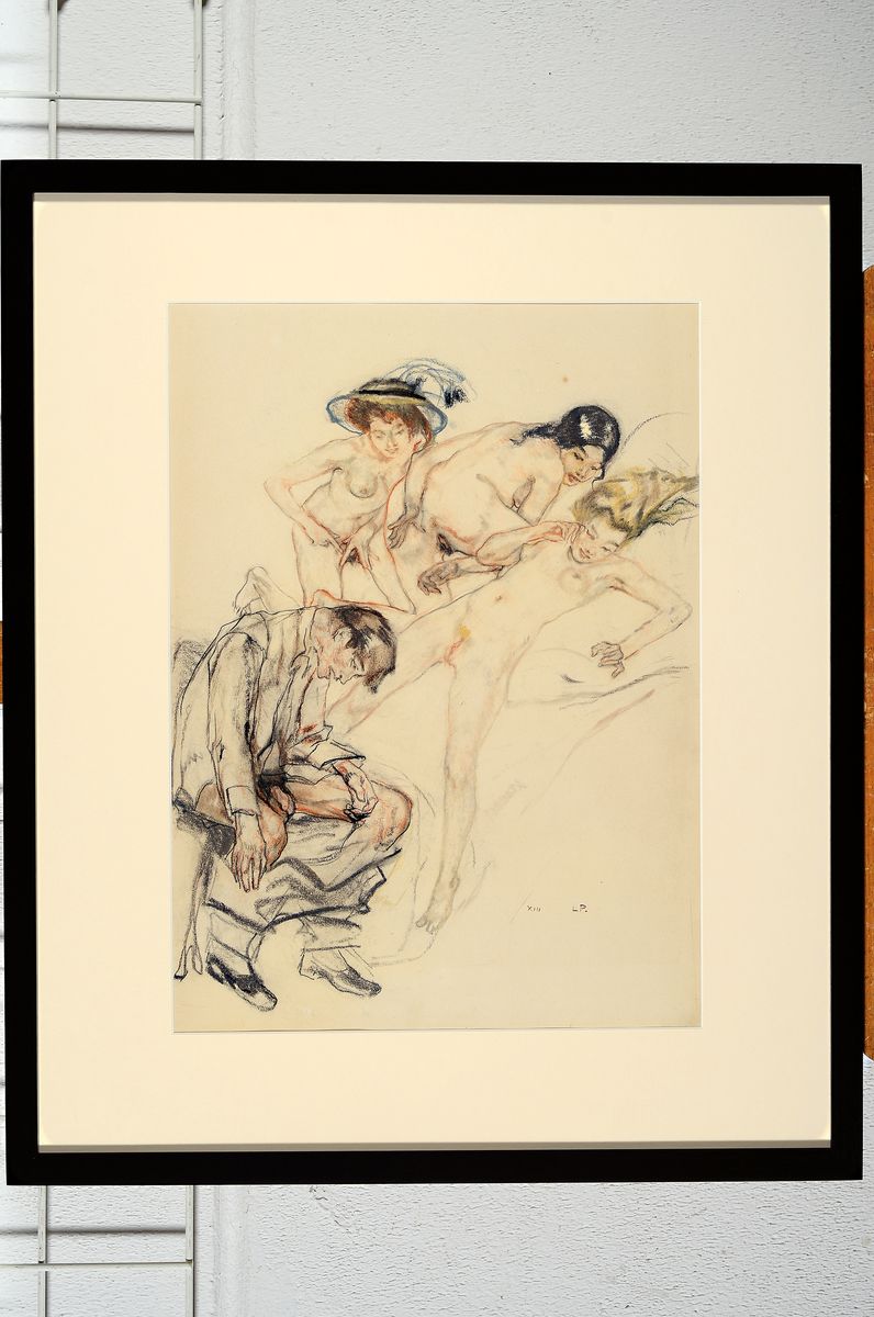 Detail k: Leo Putz, 1869-1940, monogrammiertes Pastell auf Papier, Nr. XIII aus einer Folge von 14 Erotik Pastellen, um 1924, handmonogrammiert, ca. 49x33,5 ...