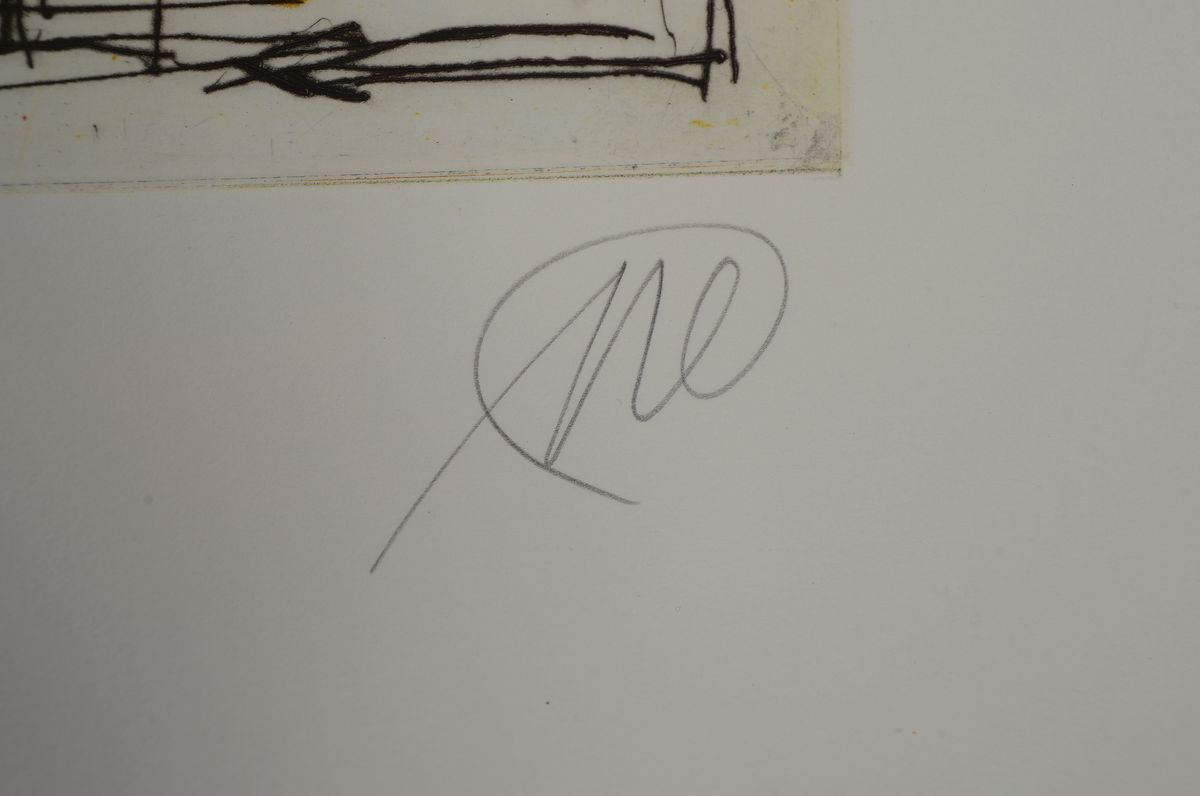 Detail a: Markus Lüpertz, geb. 1941 Liberec, Farbradierung auf dickem Büttenkarton, Komposition von 1993, Ed. 20/20, monogrammiert, Blatt 90x68 cm, unter ...