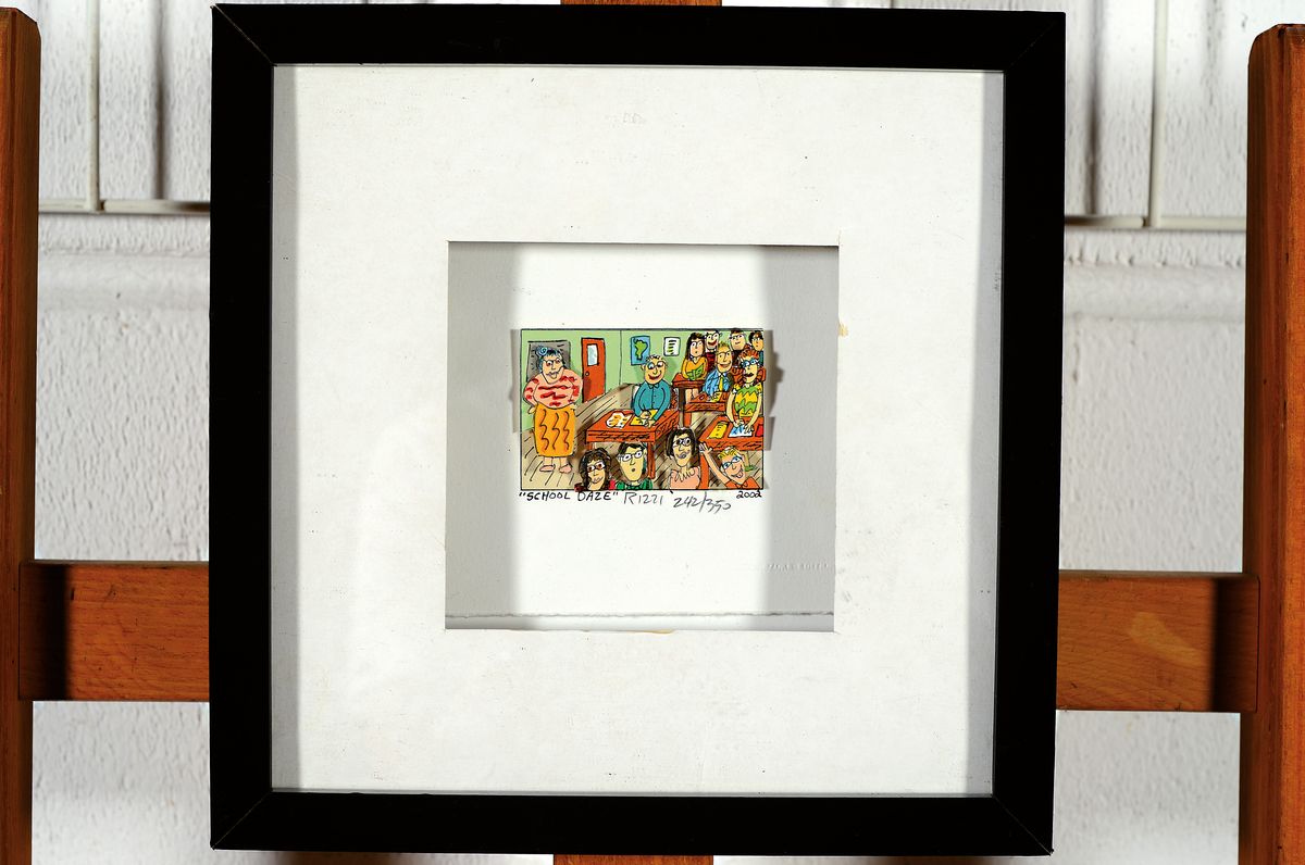 Detail k: James Rizzi,1950-2011, "School Daze", handsign., num. 242/350, dat. 2002, gerahmt, ca. 26x25 cm, l. beschädigt