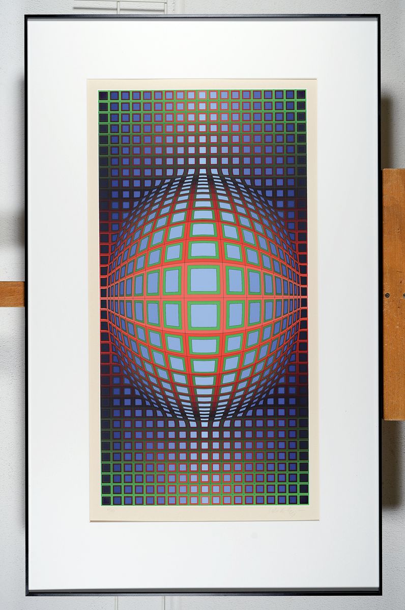 Detail k: Victor Vasarely, 1908 - 1997, Farbsiebdruck auf festem Velin, rechts unten handsigniert und links unten nummeriert 62/250 aus 1981, 115.5 x 71cm, ...