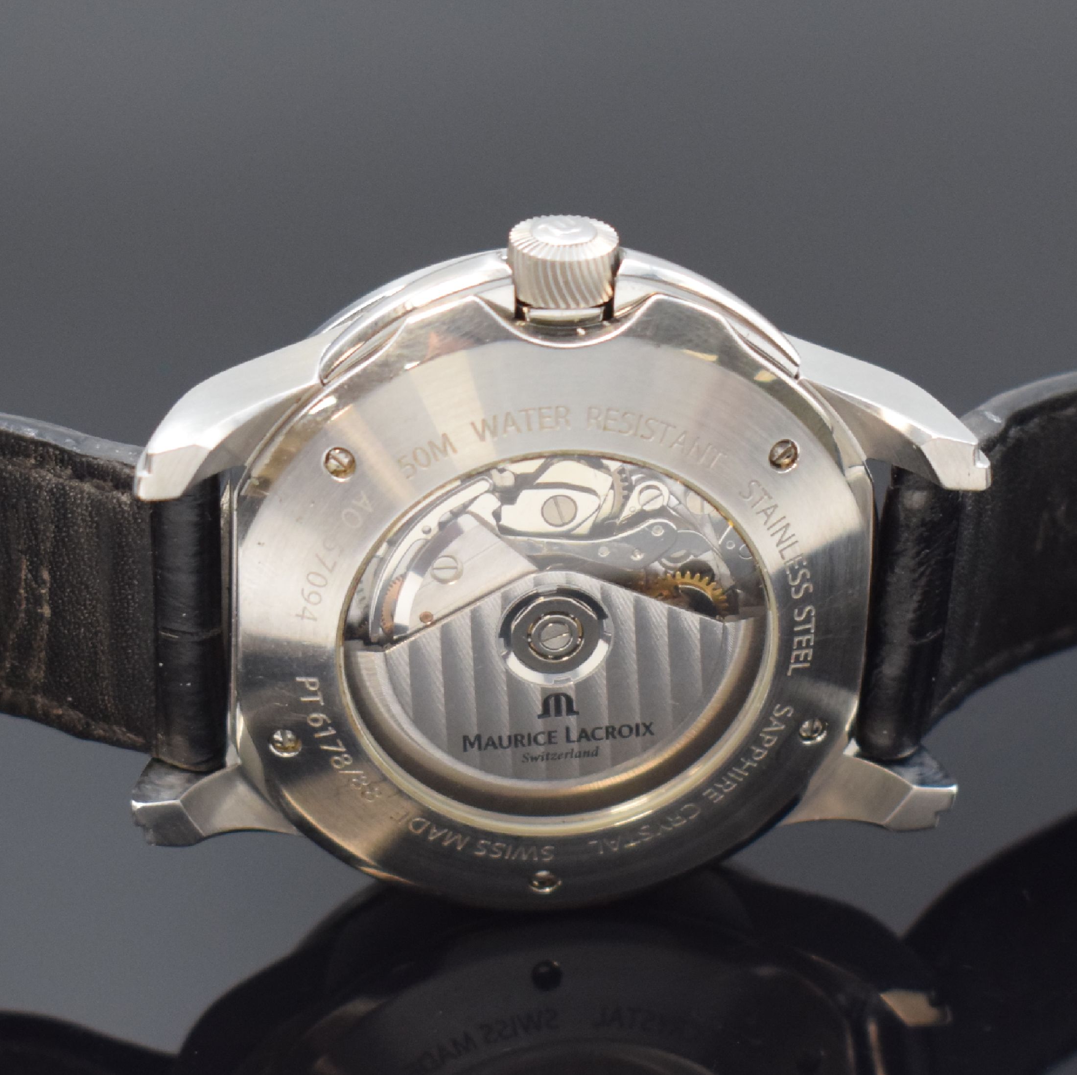 Detail d: MAURICE LACROIX Pontos Herrenarmbanduhr mit Chronograph, Schweiz verk. lt. beil. Garantie 05/2008, Automatik, Ref. PT 6178/88, beids. vergl. Geh., ...