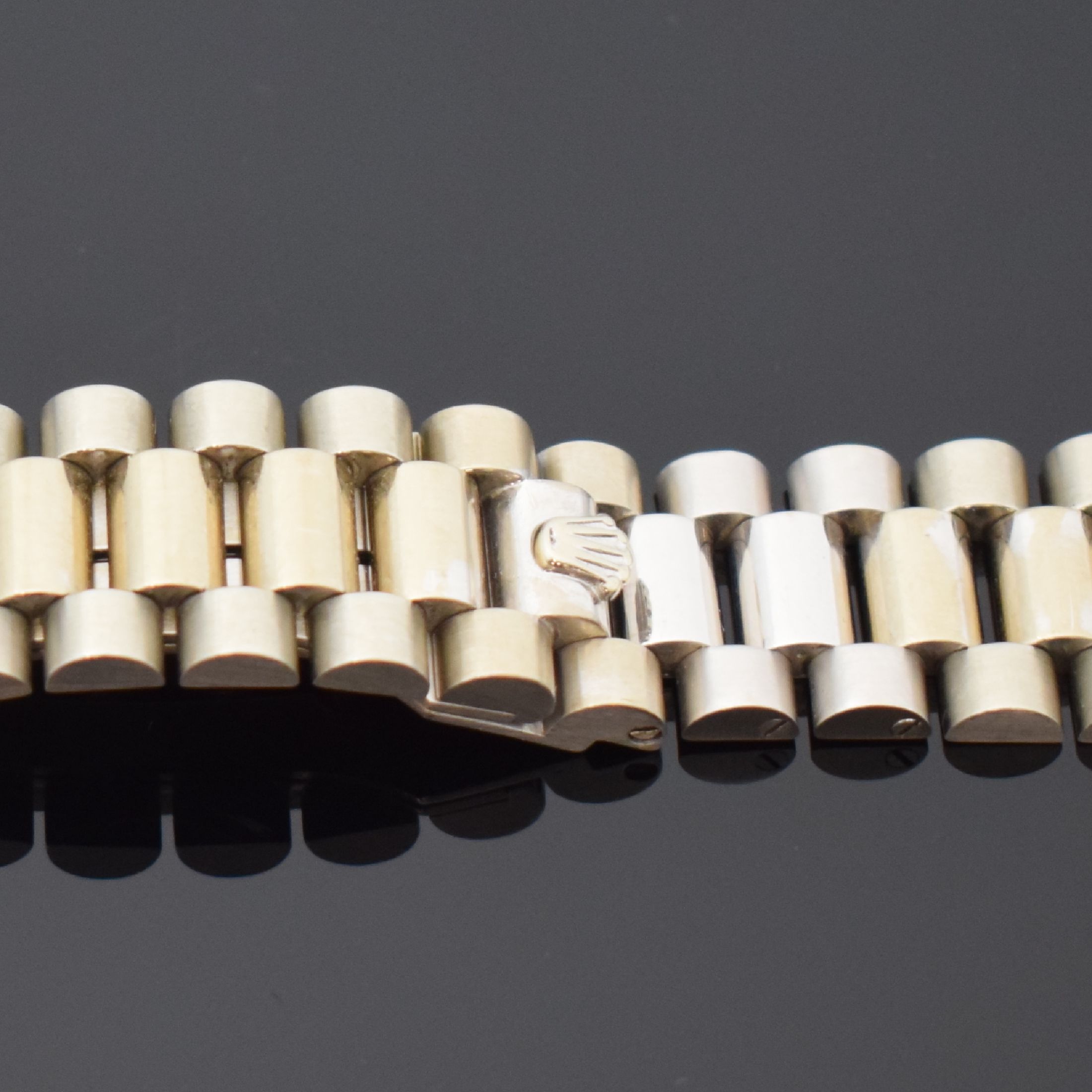 Detail a: ROLEX Präsidentband Referenz 8385 / F18000 in WG 750/000, Schweiz, Bandanstöße ca. 20 mm mit Referenz 55, L. ca. 14,5 cm, EZ 2-3