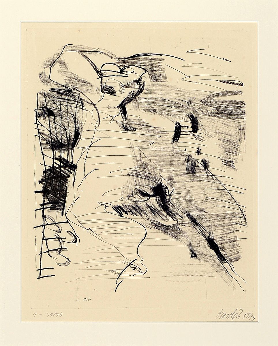 Georg Baselitz, geb. 1938, Radierung auf dickem Velin, seltene Arbeit aus dem frühen Schaffen des Künstlers, handsigniert und datiert (19)59/73, ...
