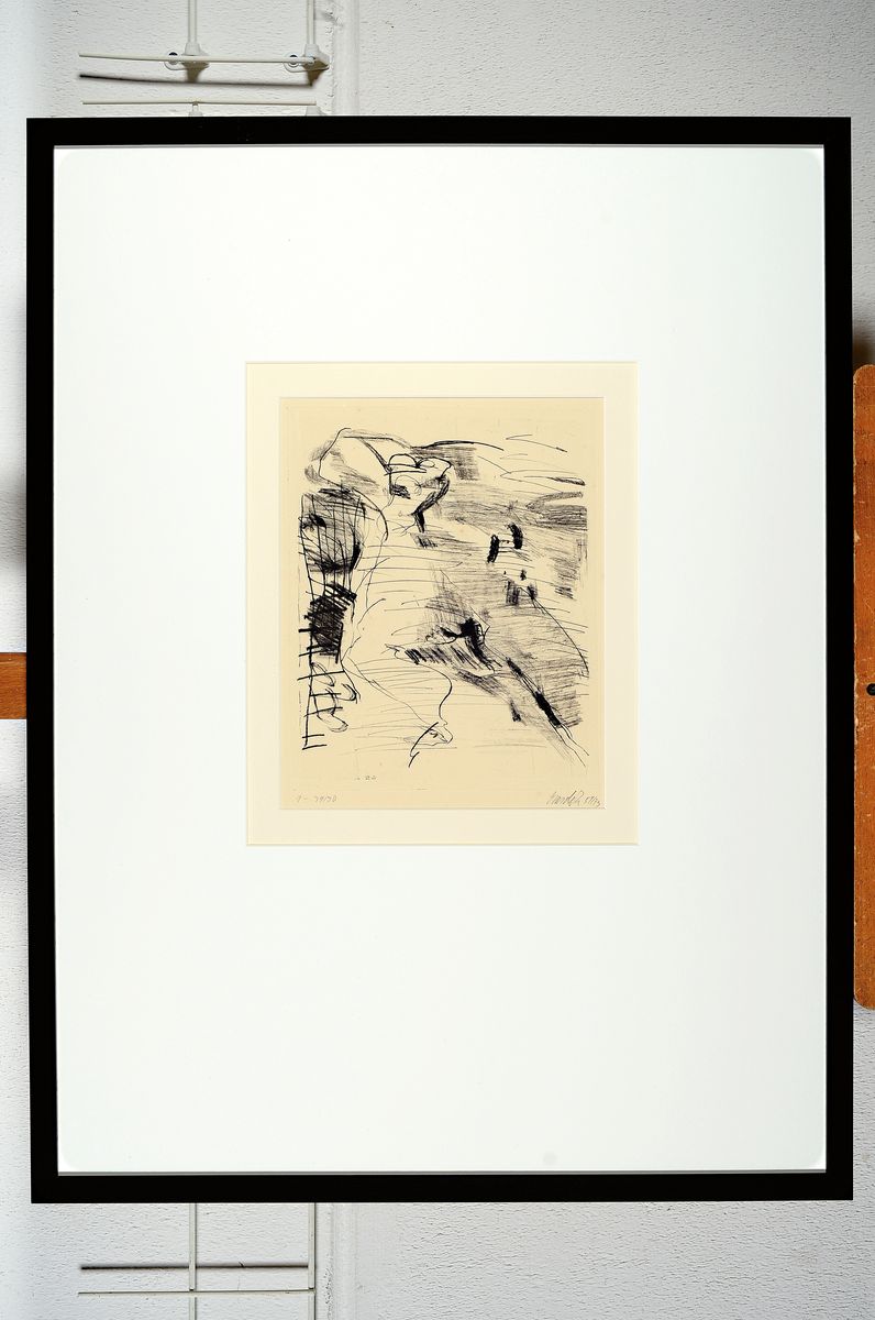 Detail k: Georg Baselitz, geb. 1938, Radierung auf dickem Velin, seltene Arbeit aus dem frühen Schaffen des Künstlers, handsigniert und datiert (19)59/73, ...