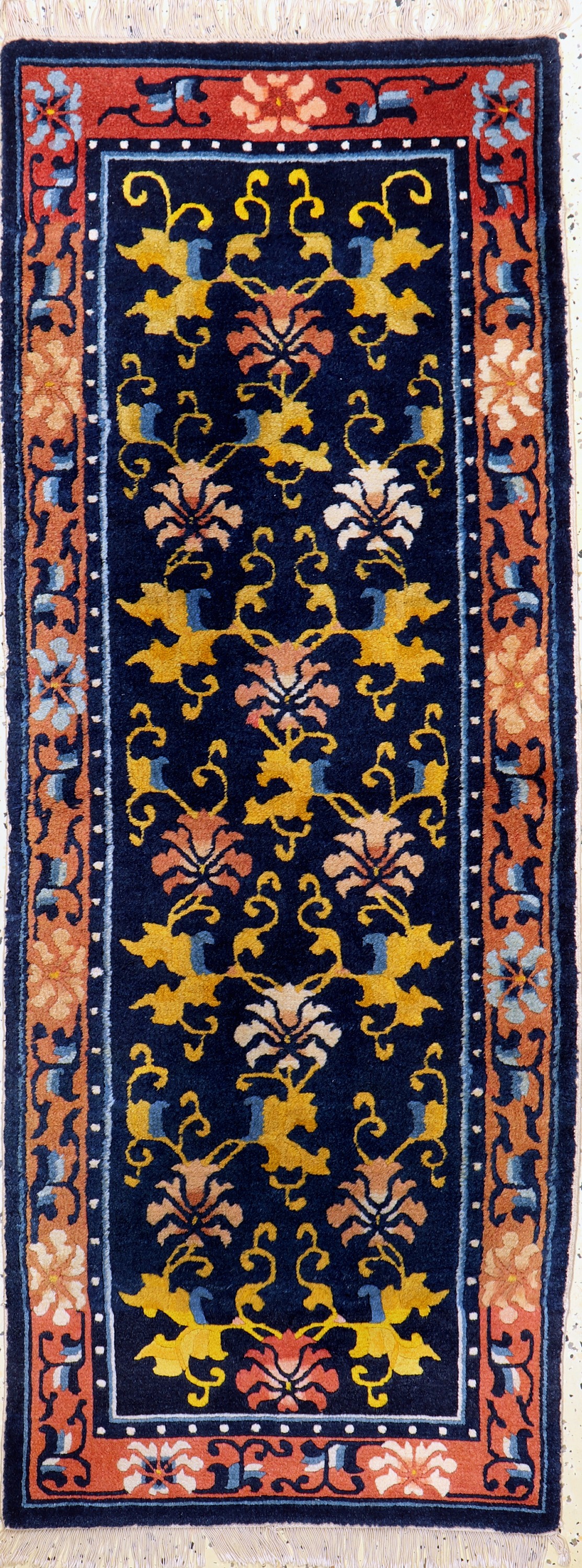 Antiker Ning-Hsia, Westchina, Ende 19.Jhd, Wolle auf Baumwolle, ca. 155 x 61 cm, EHZ: 1-2 (Restauriert).