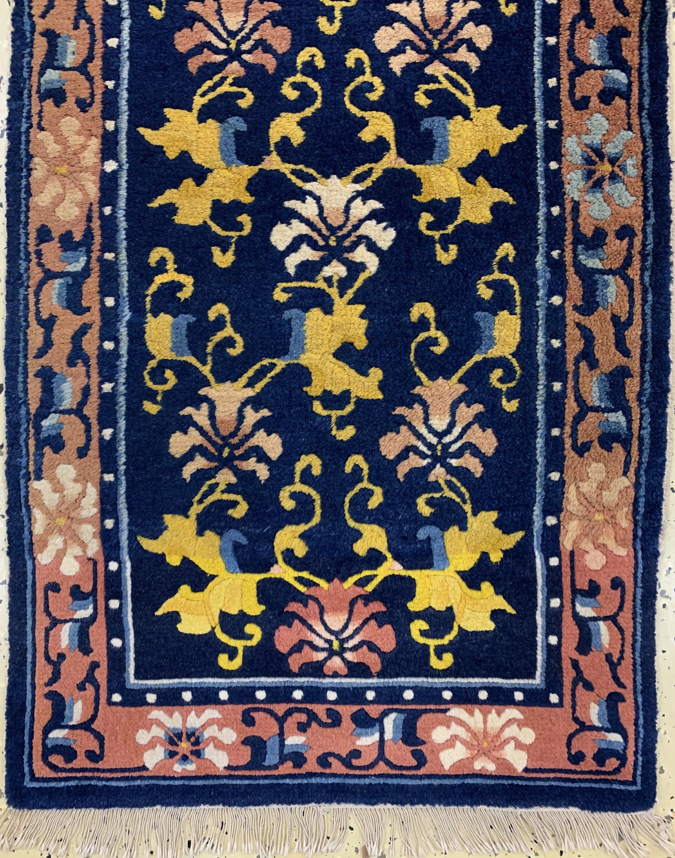 Detail a: Antiker Ning-Hsia, Westchina, Ende 19.Jhd, Wolle auf Baumwolle, ca. 155 x 61 cm, EHZ: 1-2 (Restauriert).