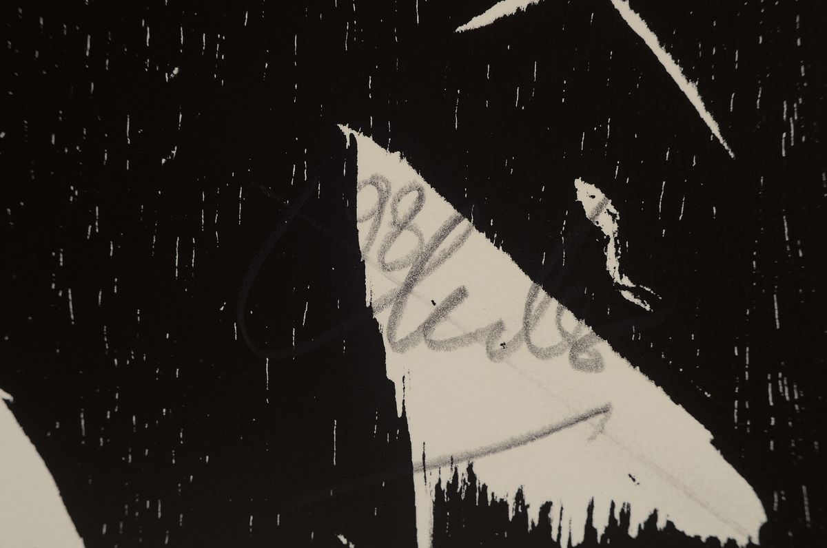 Detail a: Günther Uecker, geb. 1930, Holzschnitt auf dickem Arches Büttenpapier, handsigniert und nummeriert Ed. 8/100, 1998, hrsg. Erker PresseSt. Gallen ...
