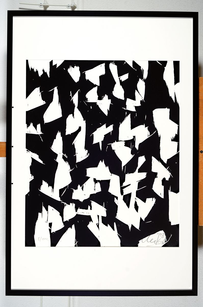 Detail k: Günther Uecker, geb. 1930, Holzschnitt auf dickem Arches Büttenpapier, handsigniert und nummeriert Ed. 8/100, 1998, hrsg. Erker PresseSt. Gallen ...