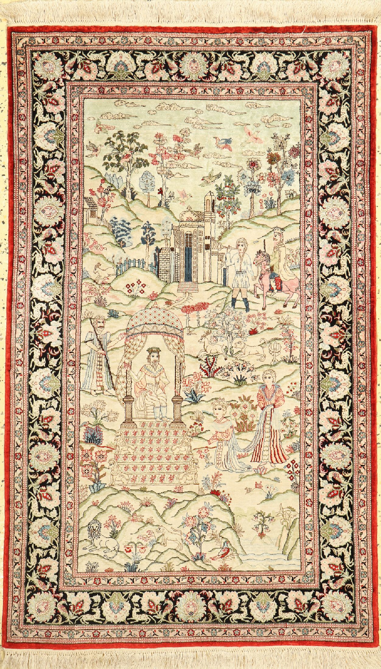 Hereke Seide fein, China, ca. 50 Jahre, reine Naturseide, ca. 152 x 92 cm, ca. 1,0 Mio. Kn/qm, EHZ: 1-2