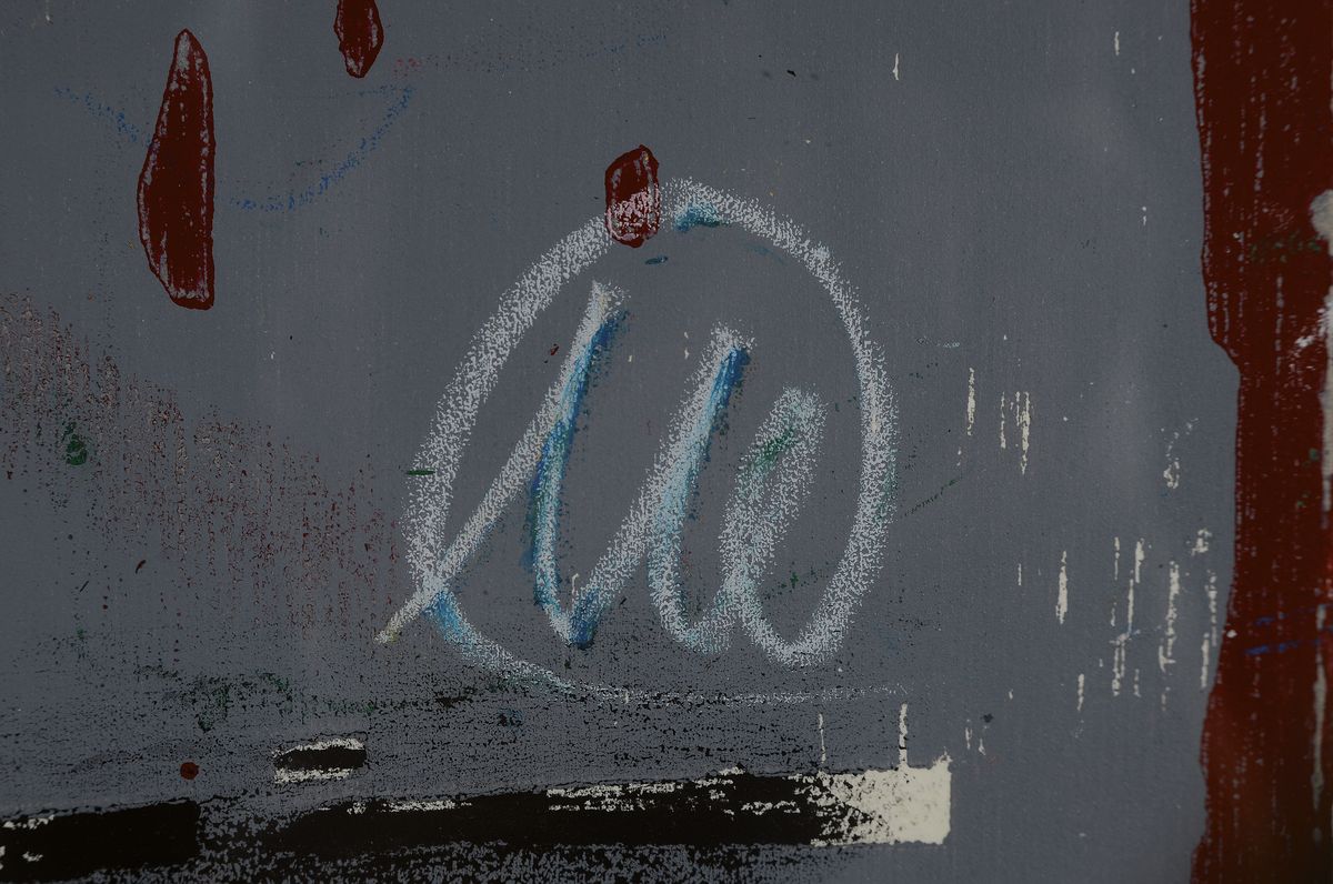 Detail a: Markus Lüpertz, geb. 1941, Öl/Holzschnitt auf kräftigen Velin, Unikat aufgrund Handübermalung, monogrammiert, 1995, 77 x 50 cm, rückseitig ...