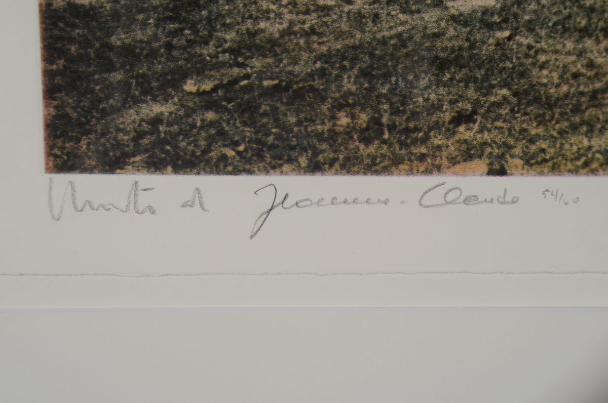 Detail a: Christo und Jeanne-Claude, Heliogravur auf BFK Papier, handsigniert und num. 54/60, sign.von Christo und Frau Jeanne, ca. 40 x 50 cm, Rahmen: 61 x 71 ...