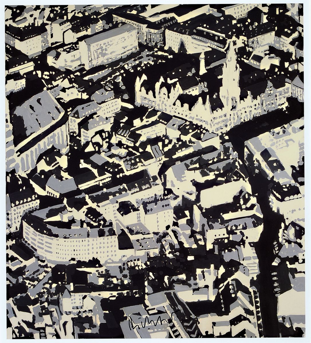 Gerhard Richter, geb. 1932, "Stadtbild Mü", Hrsg. Dallas Museum of Art 2002, Offsetlithografie auf dünnem Karton, handsign. mit schwarzem ...
