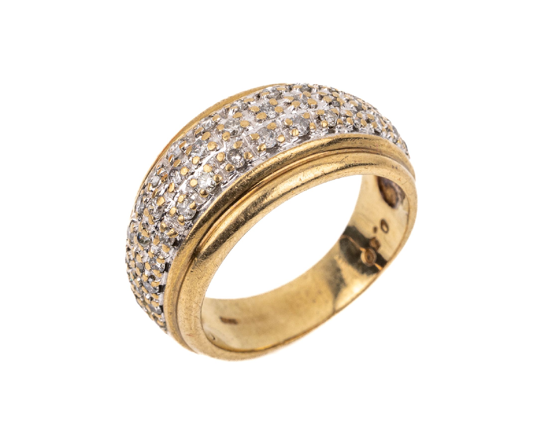 8 kt Gold Brillant-Ring, GG/WG 333/000, Brillanten zus. ca. 0.50 ct (grav.) Weiß-get.Weiß/si-p, RW 50, total ca. 5.2 g