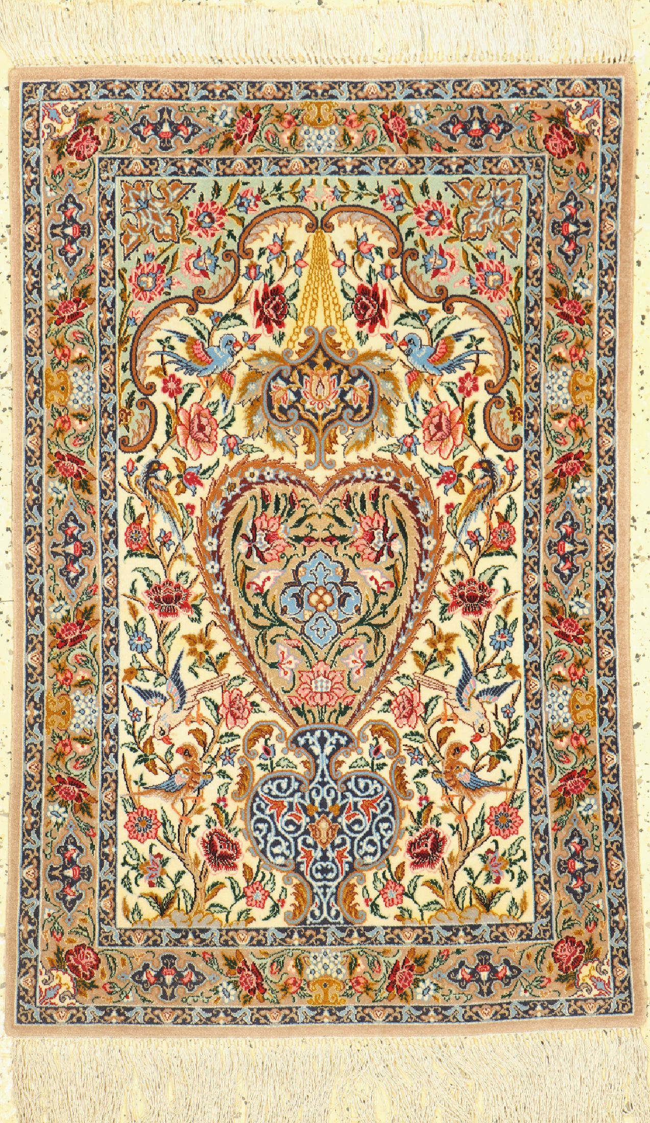 Esfahan fein, Persien, ca. 50 Jahre, Korkwolle mit und auf Seide, ca. 107 x 70 cm, EHZ: 1