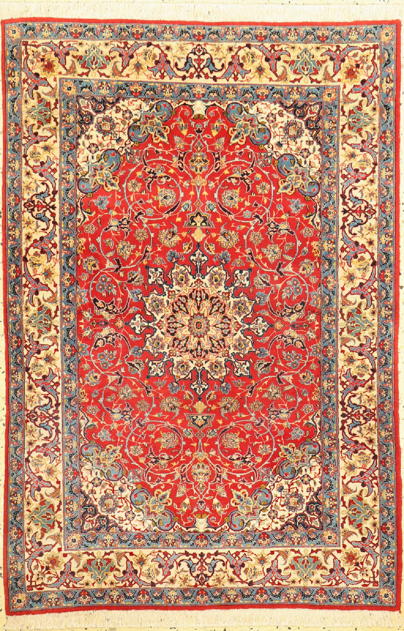 Esfahan fein, Persien, um 1960, Korkwolle auf Seide, ca. 156 x 105 cm, ca. 1,0 Mio. Kn/qm, EHZ: 1-2