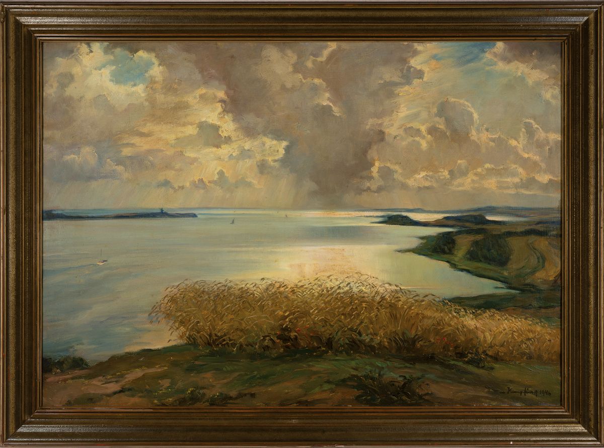 Detail k: Wilhelm Hempfing, 1886 Schönau-1948 Karlsruhe, Studium an der Akademie Karlsruhe, Meisterschüler von Friedrich Fehr, hier: Landschaft mit See und ...