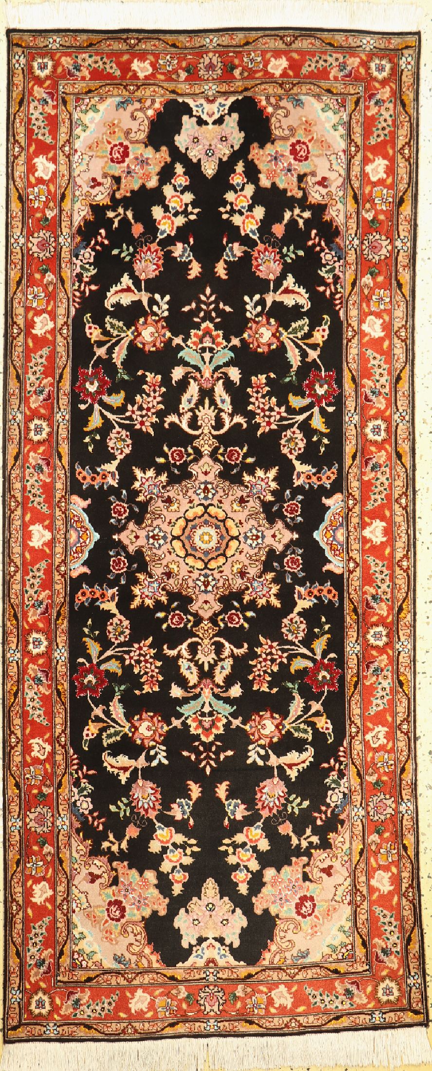 Täbriz fein(50 Raj), Persien, ca. 50 Jahre,Korkwolle mit Seide, ca. 220 x 82 cm, ca. 500.000 Kn/qm, EHZ: 1-2