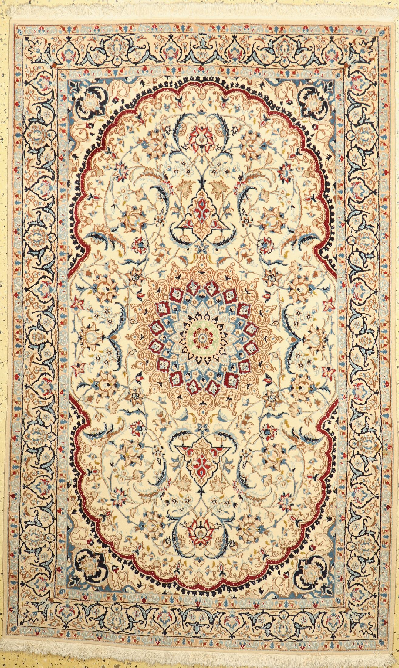 Nain fein(9 La), Persien, ca. 50 Jahre, Korkwolle mit Seide, ca. 204 x 126 cm, EHZ: 1-2