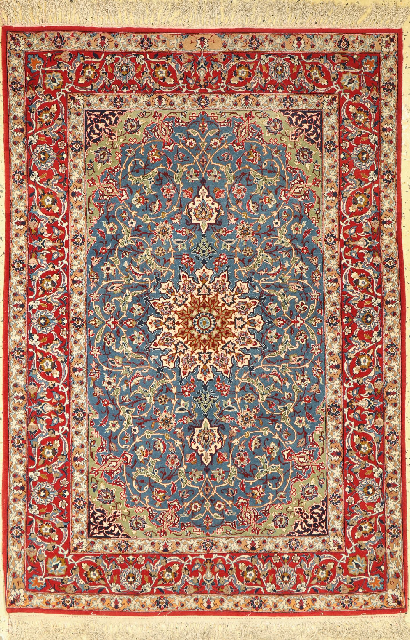 Esfahan fein, Persien, um 1960, Korkwolle auf Seide, ca. 153 x 106 cm, ca. 1,0 Mio. Kn/qm, EHZ: 1-2