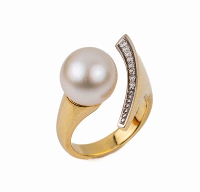Image 26628924 - 18 kt gold south seas cultured pearl brilliantring