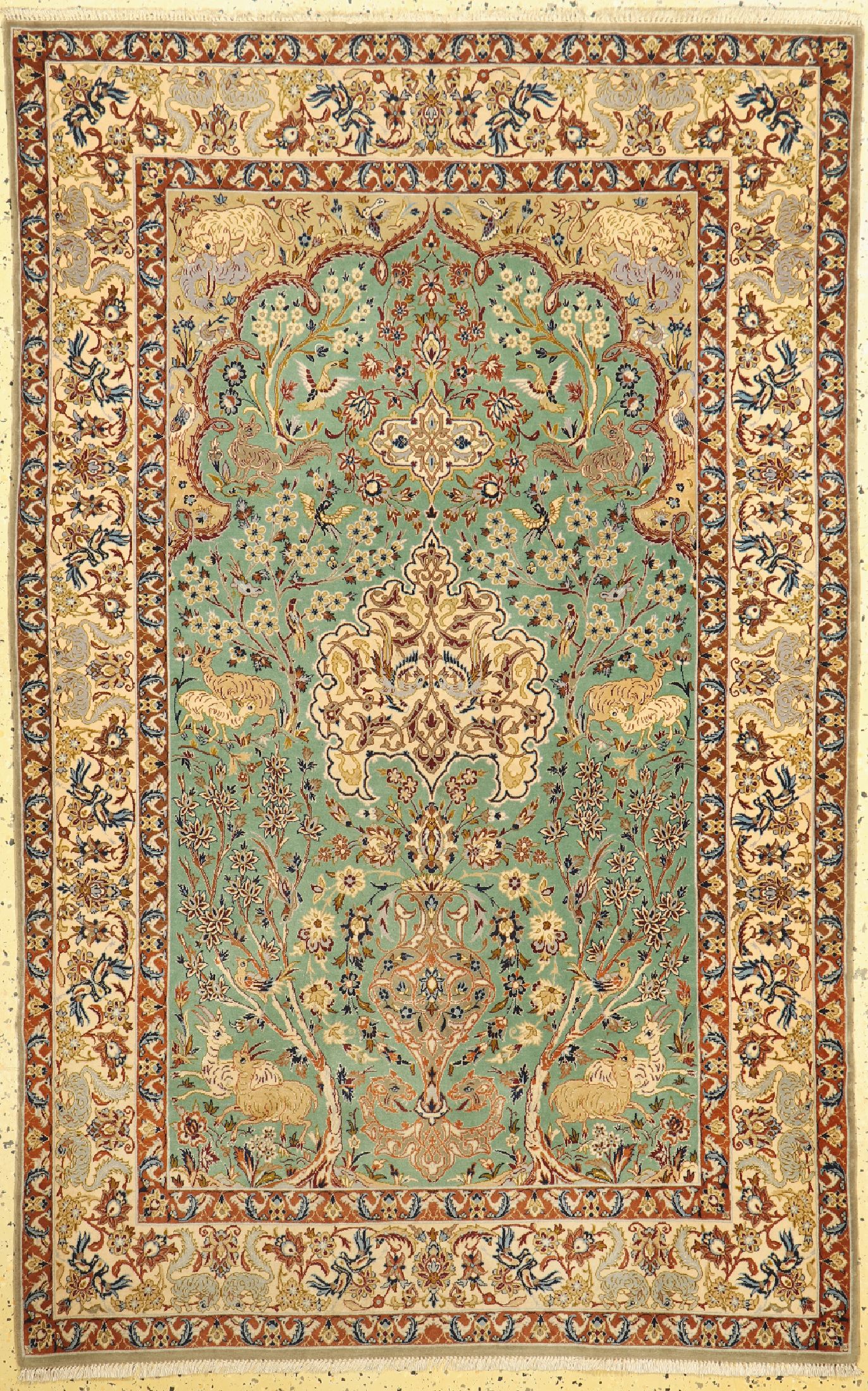 Esfahan fein, Persien, um 1960, Korkwolle mit und auf Seide, ca. 180 x 115 cm, EHZ: 1-2