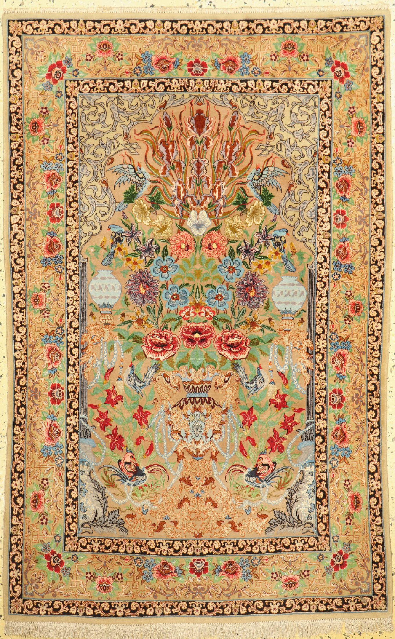 Esfahan fein, Persien, um 1960, Korkwolle mit und auf Seide, ca. 170 x 110 cm, EHZ: 1-2