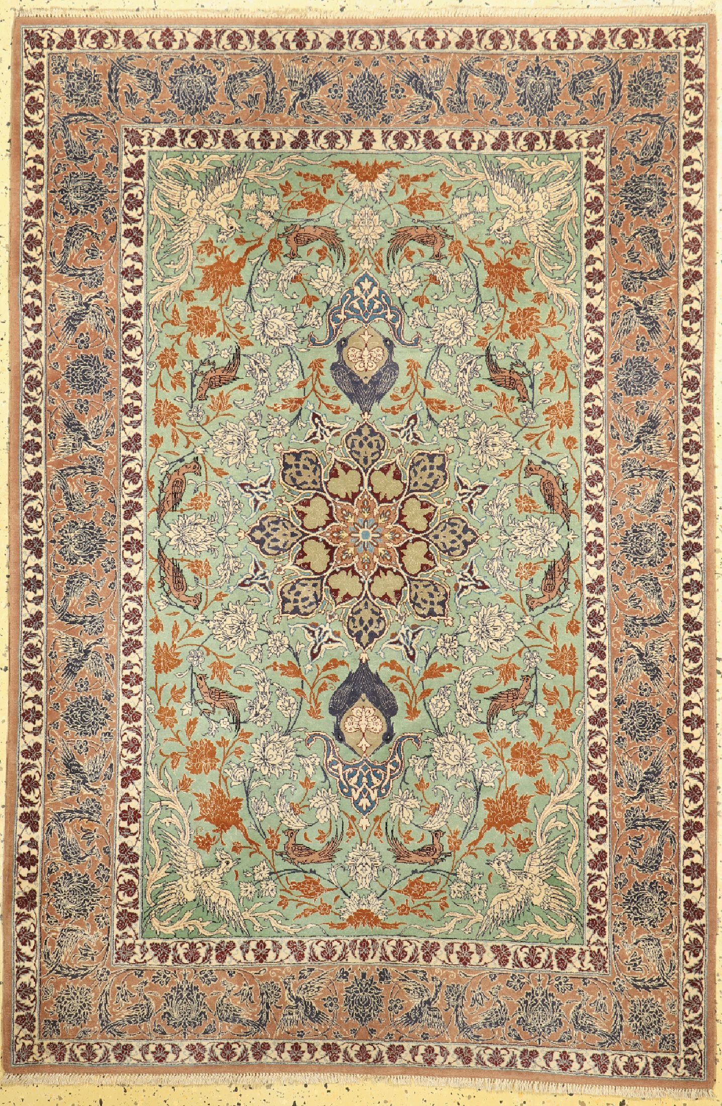 Esfahan fein, Persien, um 1960, Korkwolle mit und auf Seide, ca. 170 x 117 cm, EHZ: 1-2