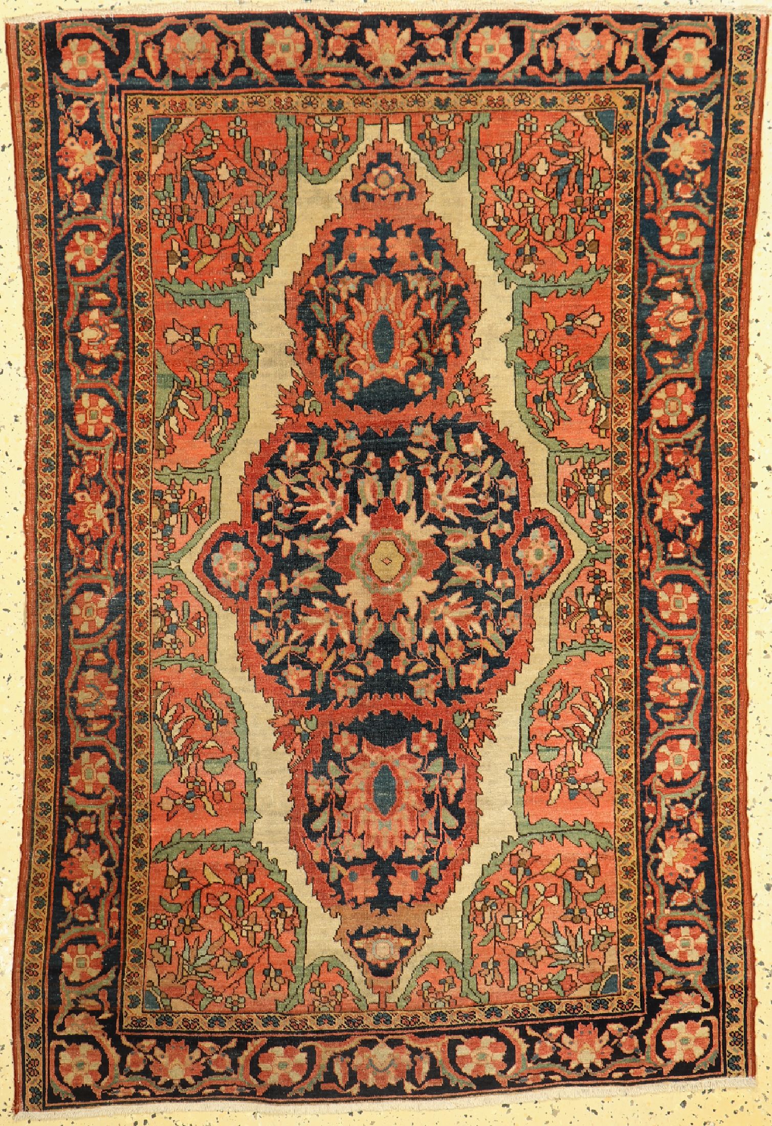 Farahan antik, Persien, um 1900, Wolle auf Baumwolle, ca. 147 x 100 cm, verkürzt, EHZ: 2-3